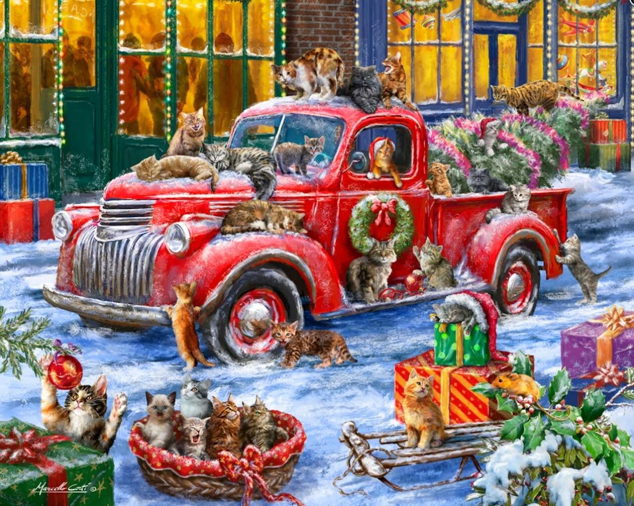 1280x1022 It's a Cats' Christmas Jigsaw Puzzle by Vermont Christmas Company