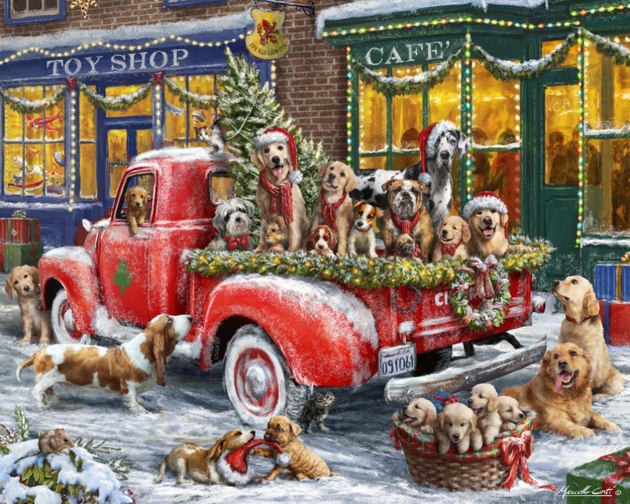 1280x1024 Doggone Christmas Jigsaw Puzzle by Vermont Christmas Company