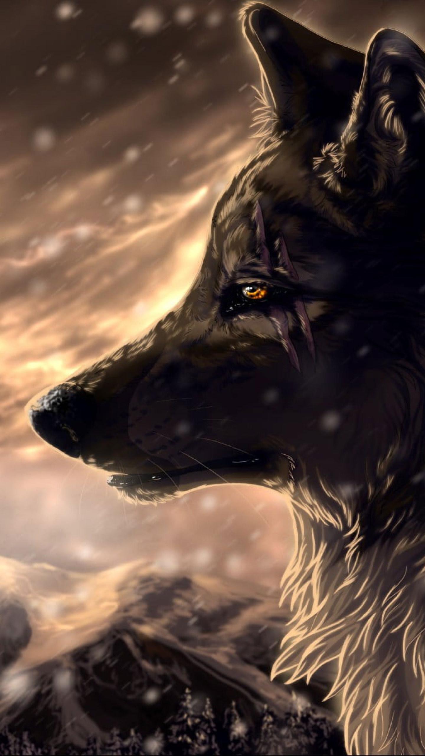 1440x2560 Wolf wallpaper illustration, anime, animals, snow, fantasy art, animal themes • Wallpaper For You HD Wallpaper For Desktop & Mobile