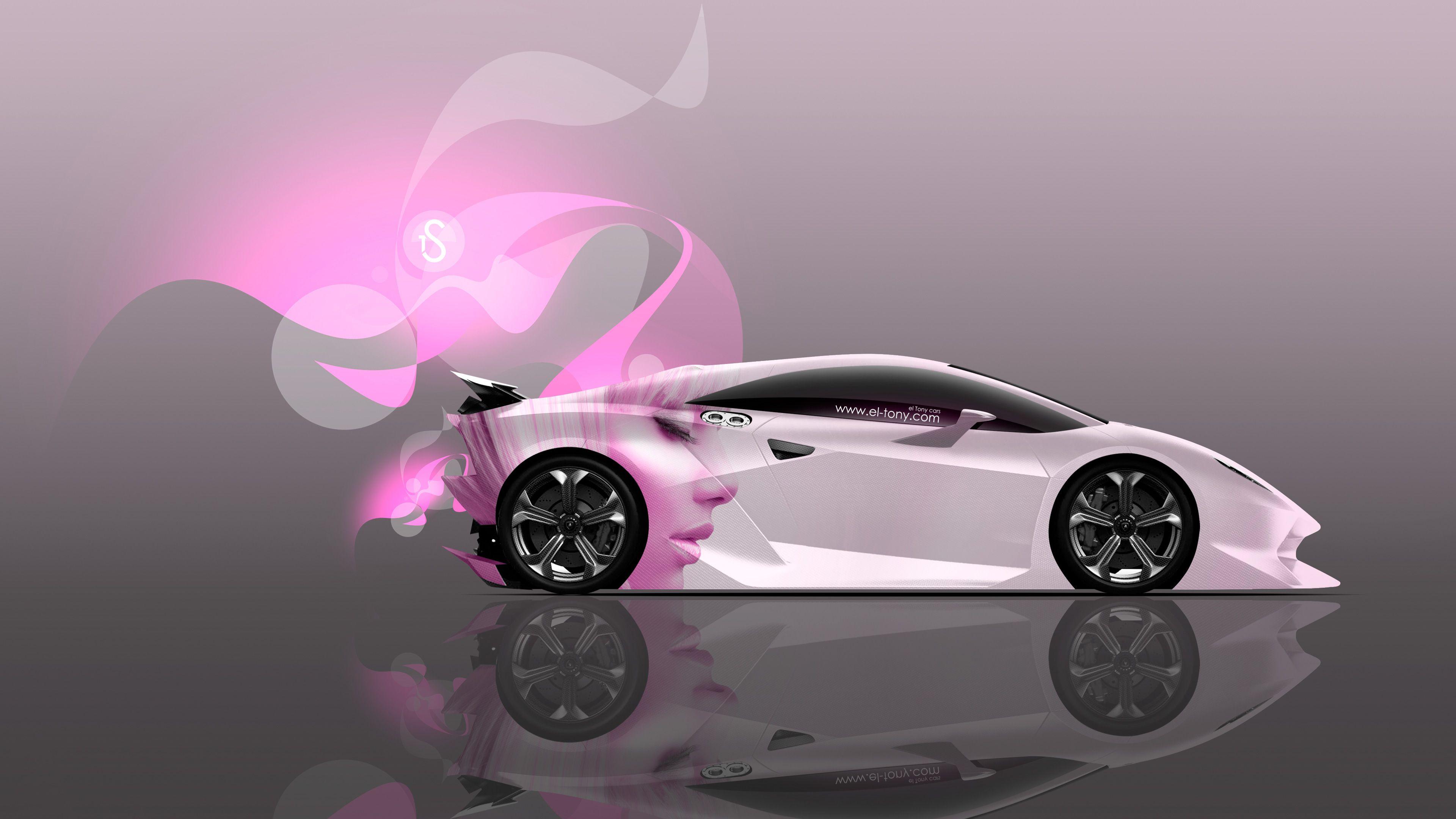 3840x2160 4K Lamborghini Sesto Elemento Side Glamour Girl Style Car 2014