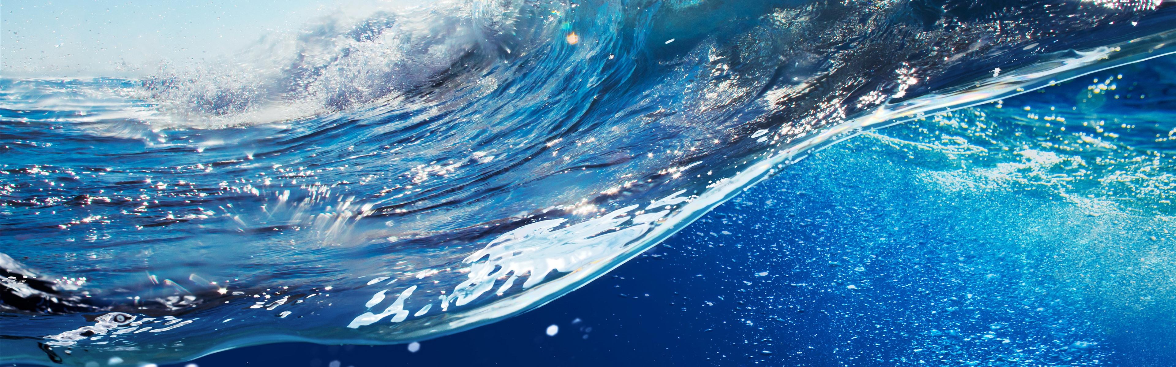 3840x1200 Wallpaper Sea waves, blue water, splash, underwater 5120x2880 UHD 5K Picture, Image