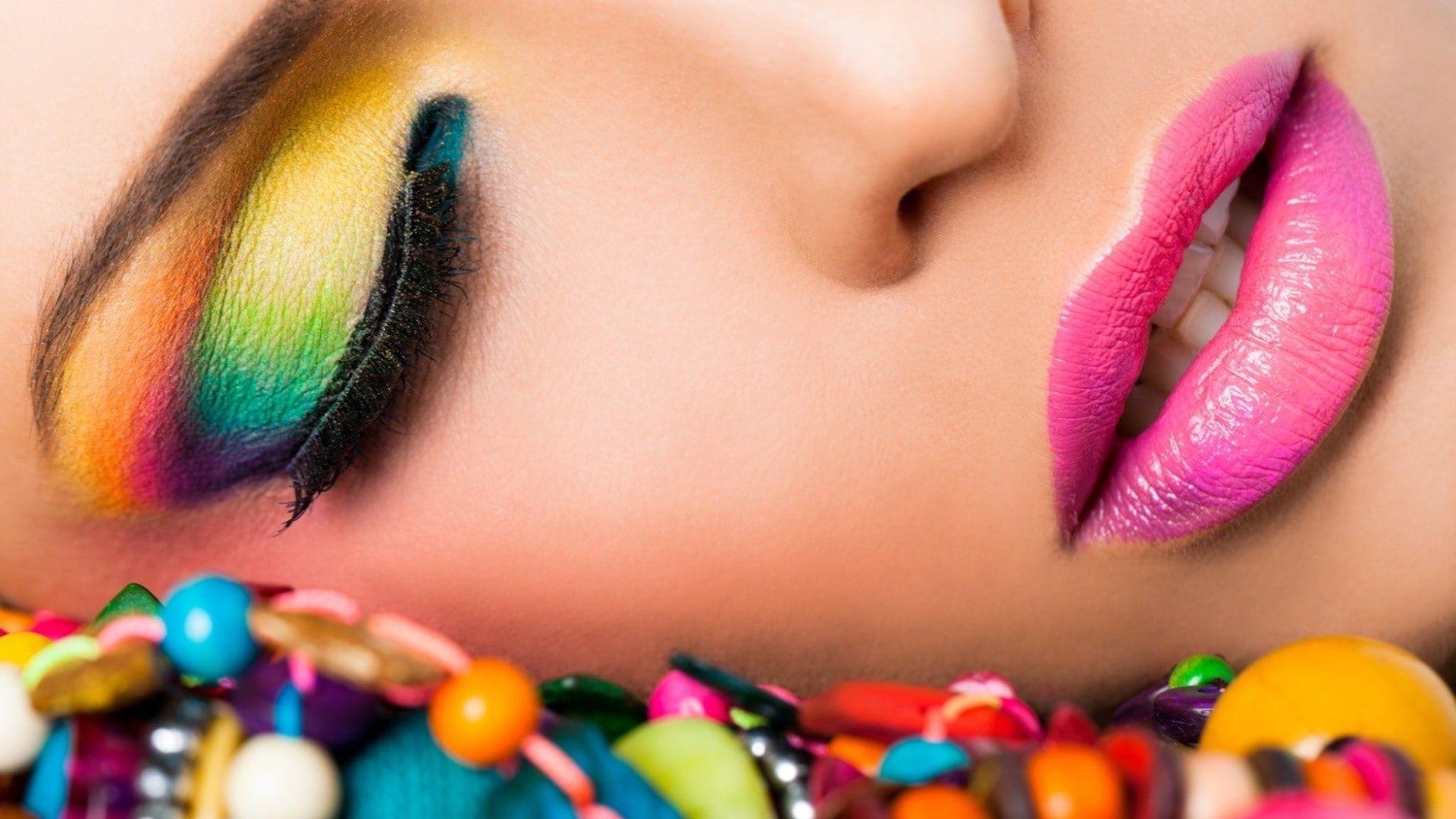 1920x1080 women #model #colorful #face #makeup closed eyes open mouth #closeup #lipstick #lips #bright P #wallpaper #hdwal. Girls lipstick, iPhone beauty, Neon makeup