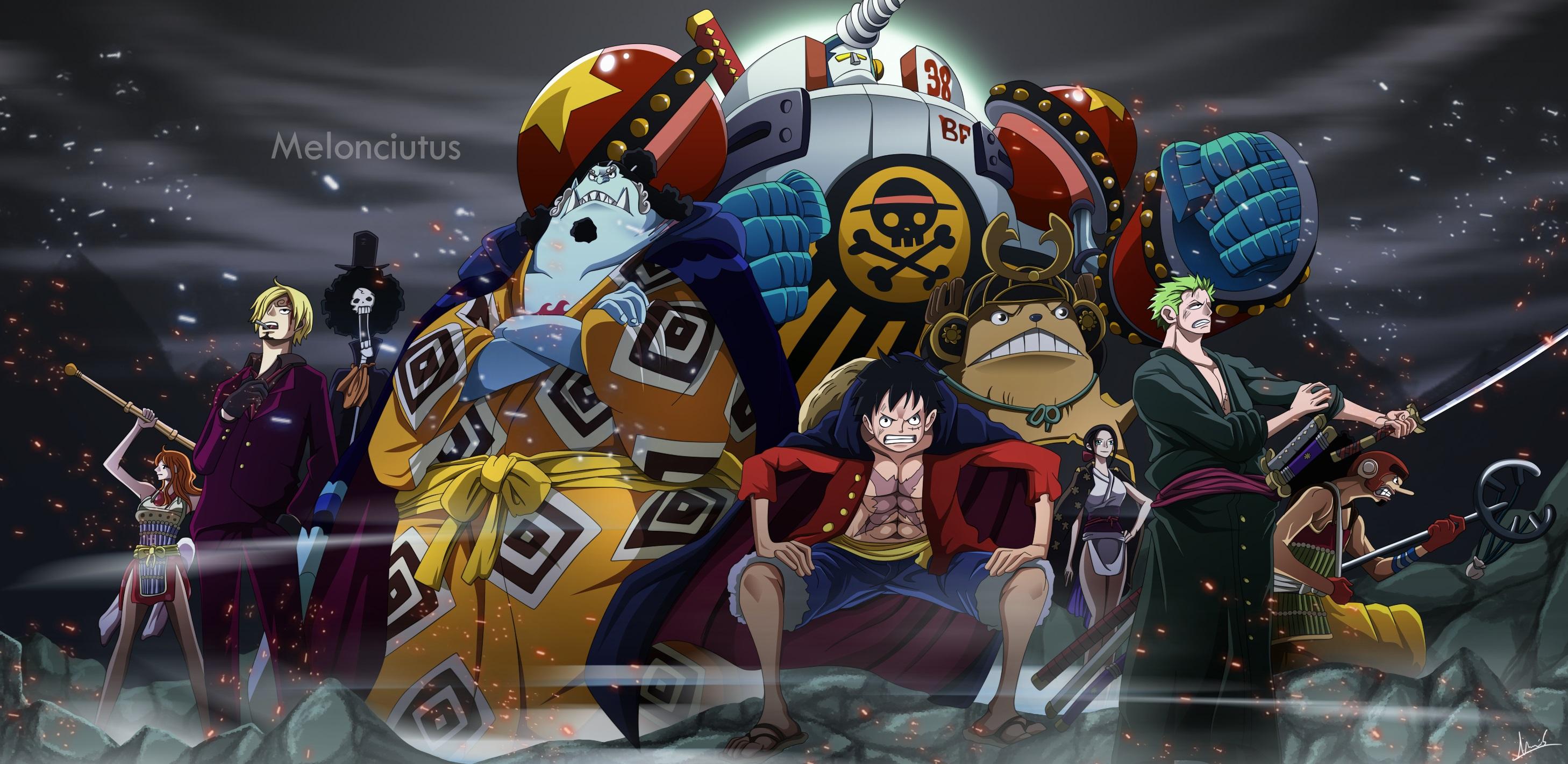 2916x1422 Nami, Jinbe, Monkey D. Luffy and Roronoa Zoro HD Wallpaper