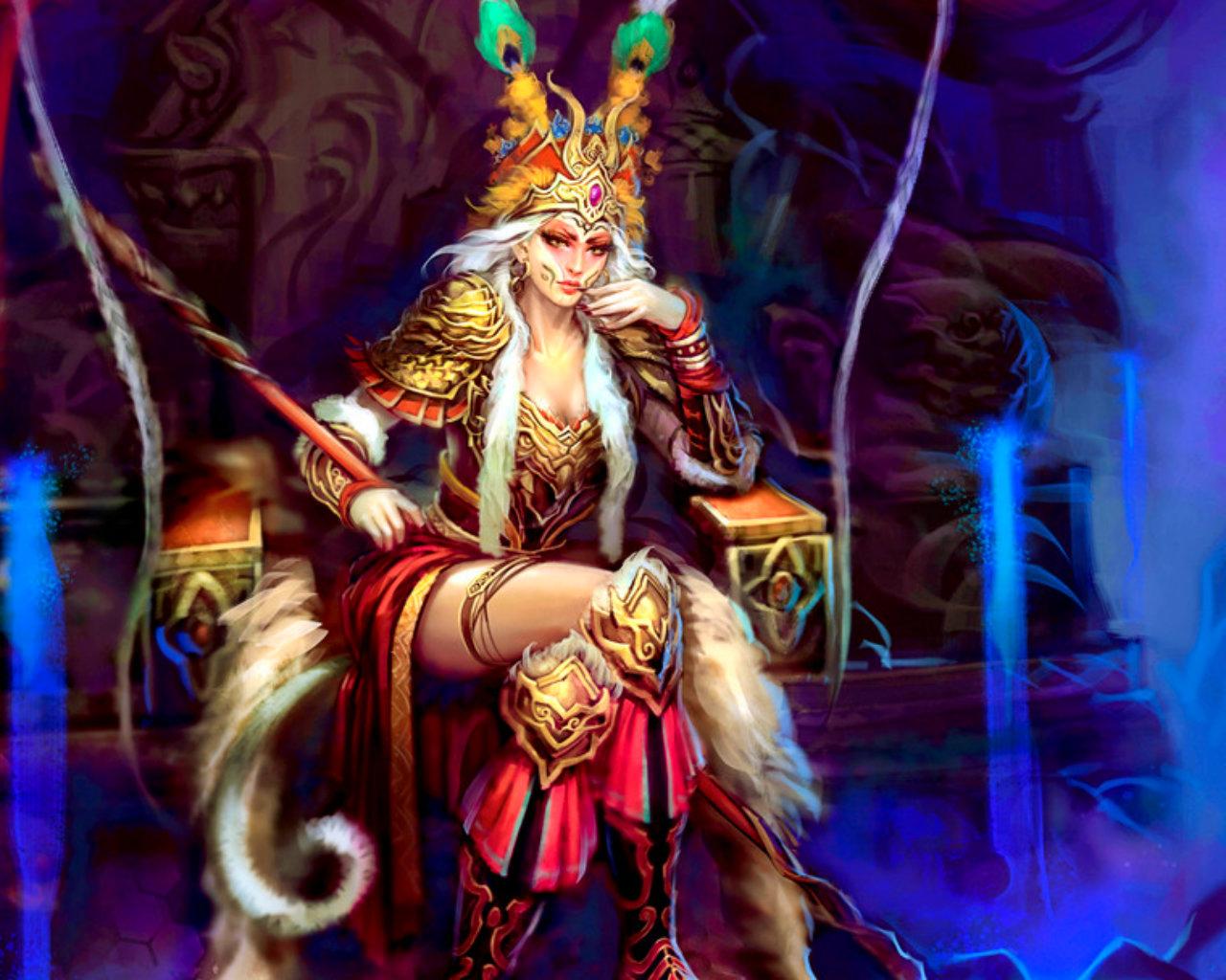 1280x1024 Warrior Queen On Throne
