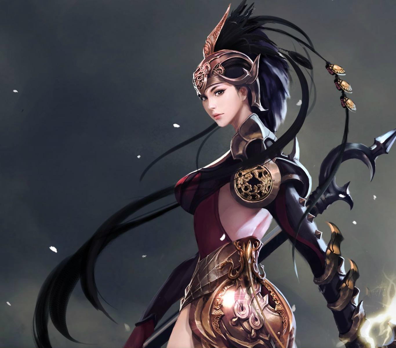 1366x1200 Warrior Girl Wallpaper