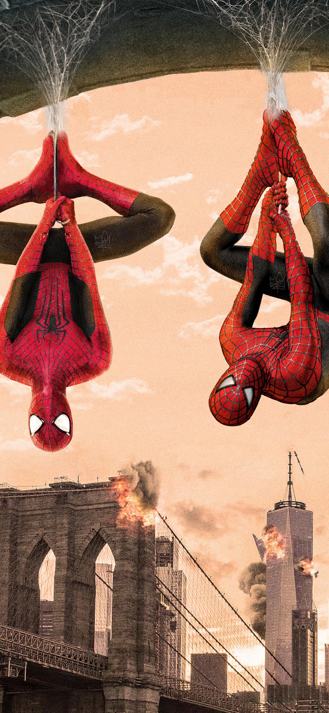1125x2436 Spider Verse Tobey Maguire Tom Holland Andrew Garfield iPhone XS, iPhone iPhone X HD 4k Wallpaper, Image, Background, Photo and Picture