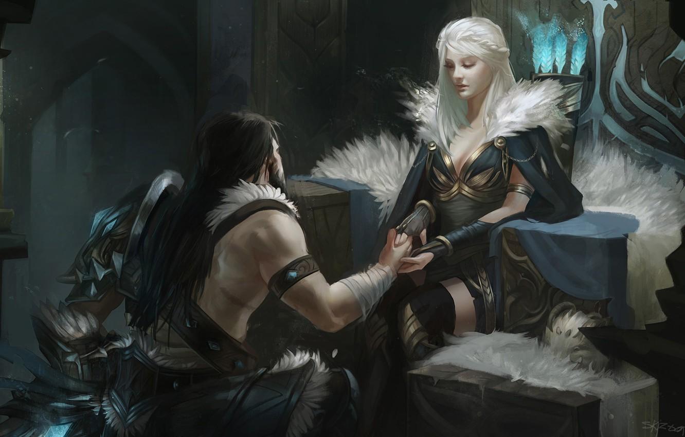 1332x850 Wallpaper warrior, fantasy, art, Queen, Offer and Tryndamere, Marie Magny image for desktop, section фантастика