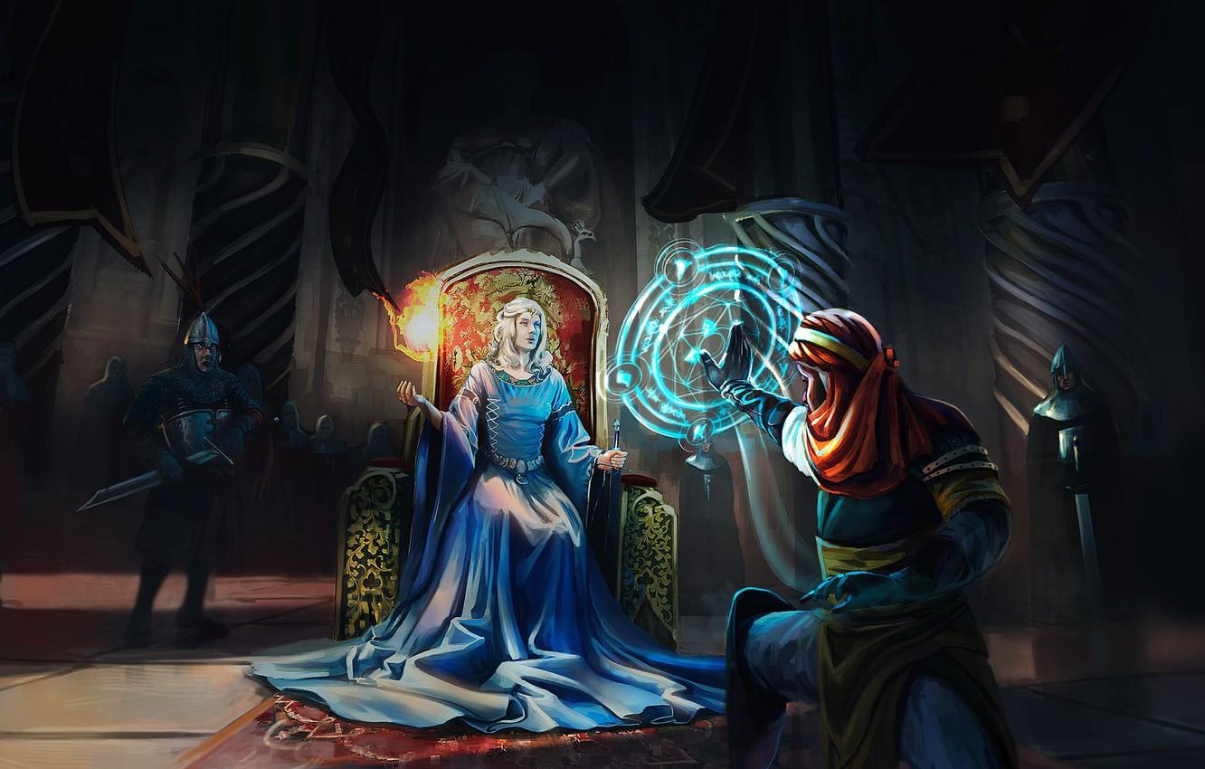 1332x850 Wallpaper magic, woman, warriors, the throne, The blue Queen image for desktop, section фантастика