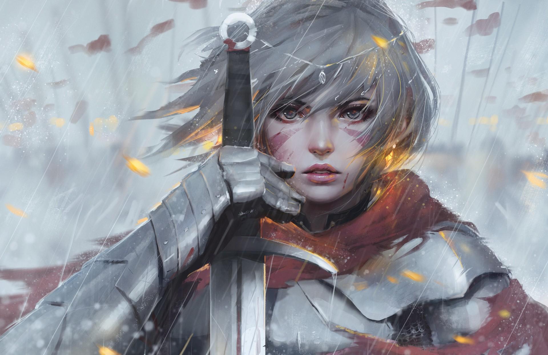 1920x1245 #fantasy art, #warrior, #princess, wallpaper HD Wallpaper