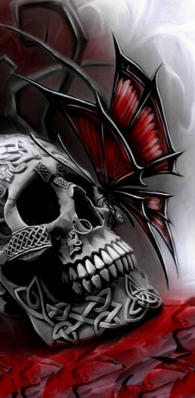 630x1280 Butterfly Skull wallpaper