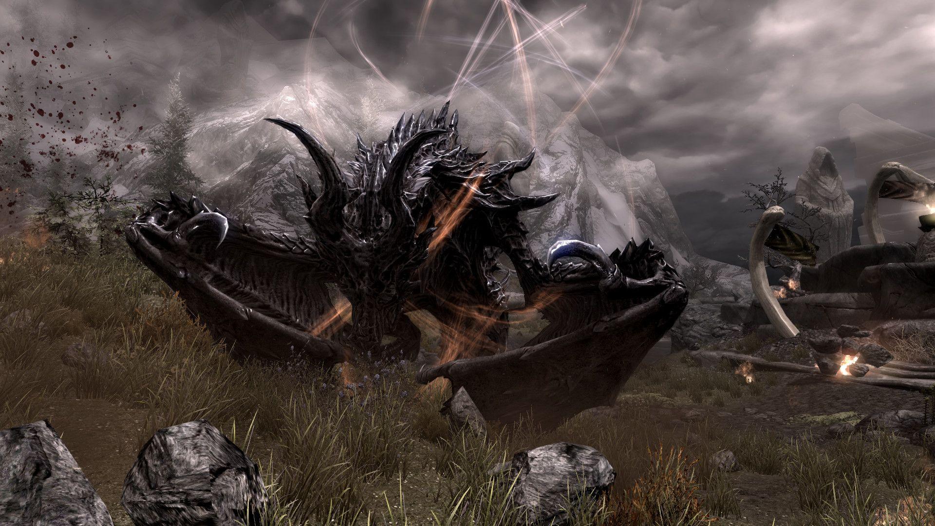1920x1080 Skyrim Desktop Dragon Wallpaper
