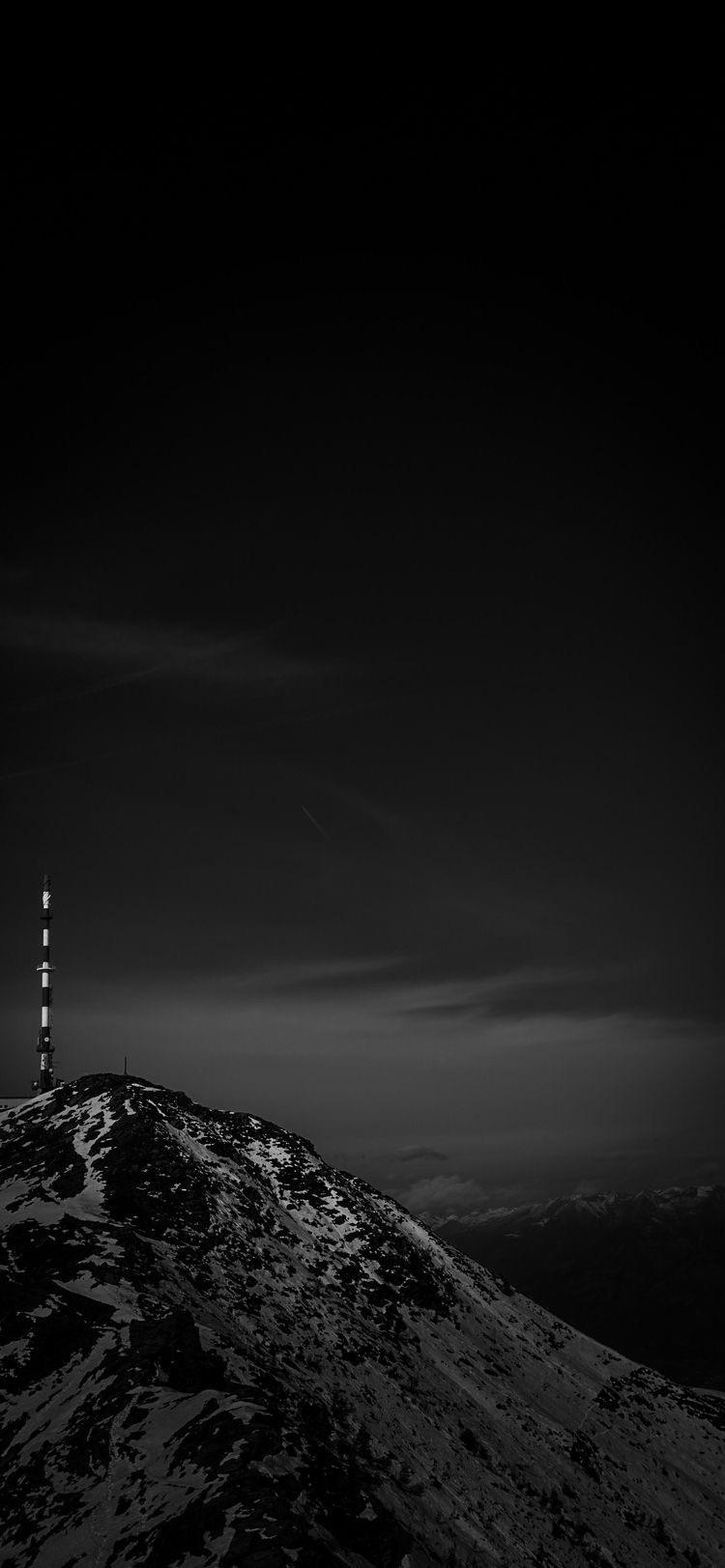 750x1623 Black and White Mountain Peak Wallpaper For Tech