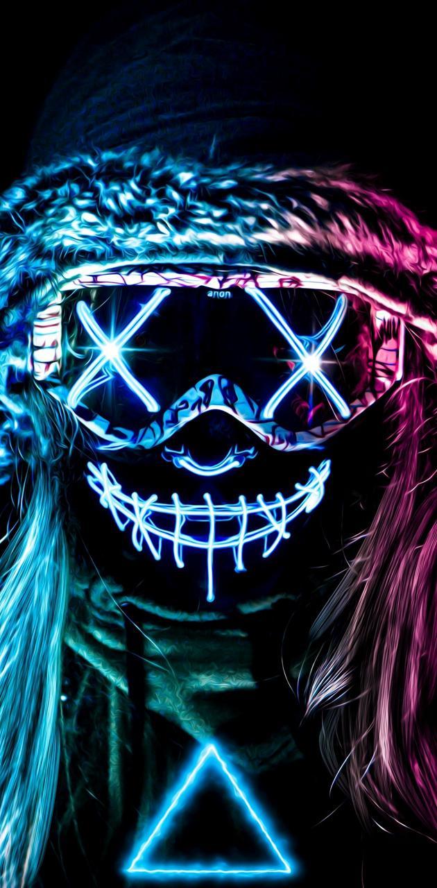 630x1280 Neon Mask Girl wallpaper