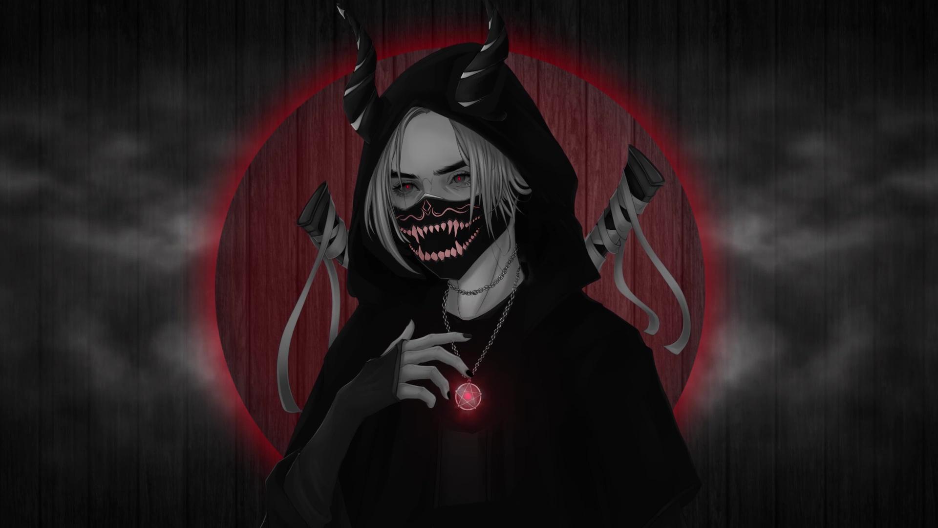 1920x1080 Red mask Girl Live Wallpaper