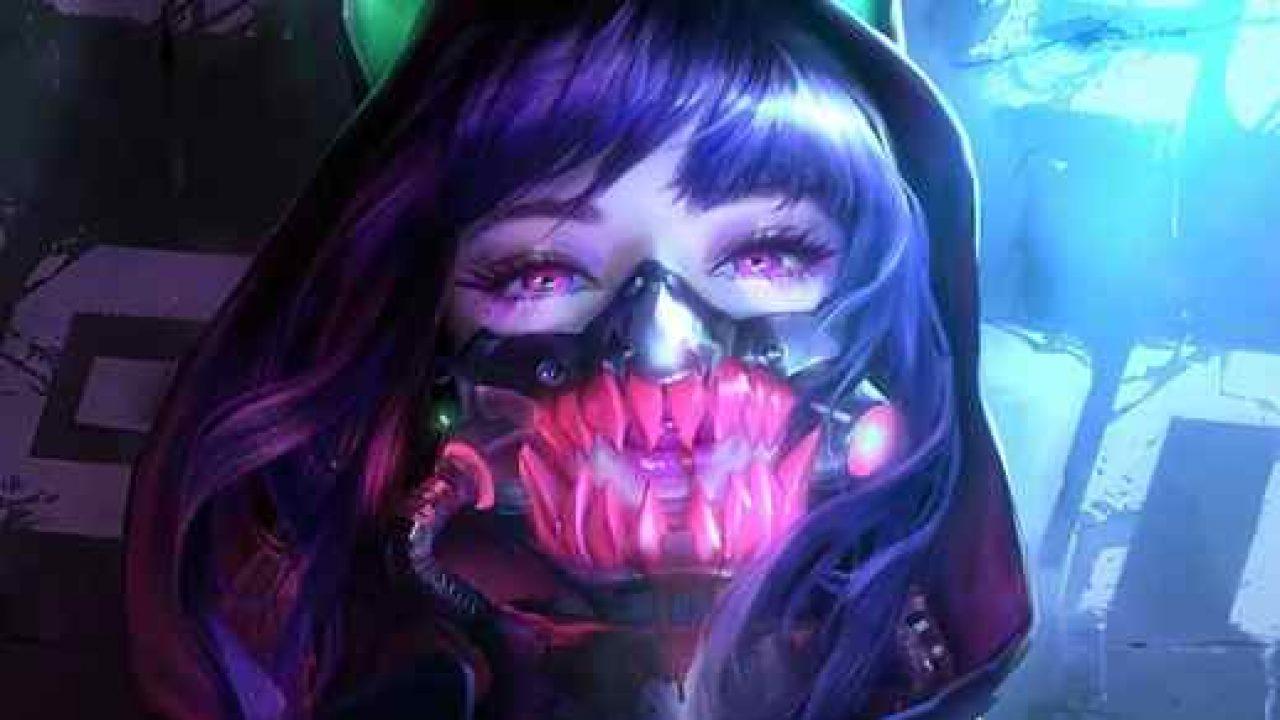 1280x720 Cyber Girl / Neon Predator Mask Desktop Wallpaper