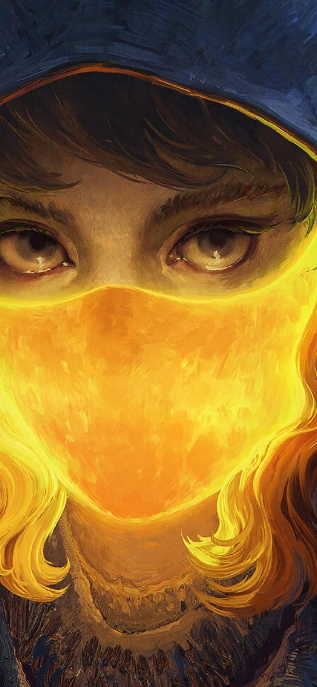 1242x2688 Girl with Fire Mask iPhone XS MAX Wallpaper, HD Artist 4K Wallpaper, Image, Photo and Background