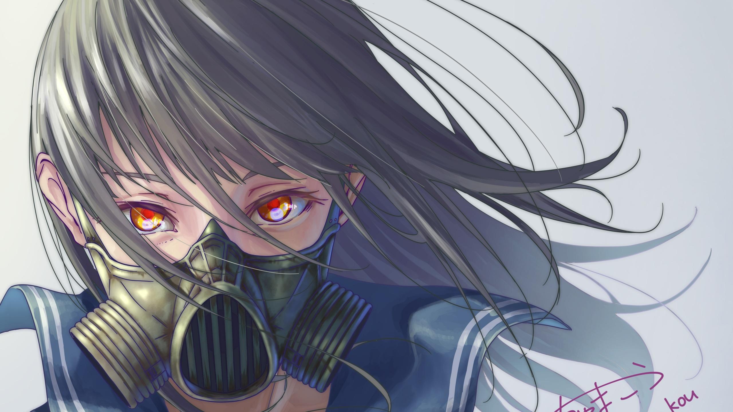 2560x1440 Wallpaper 4k Anime Original Girl With Mask Wallpaper
