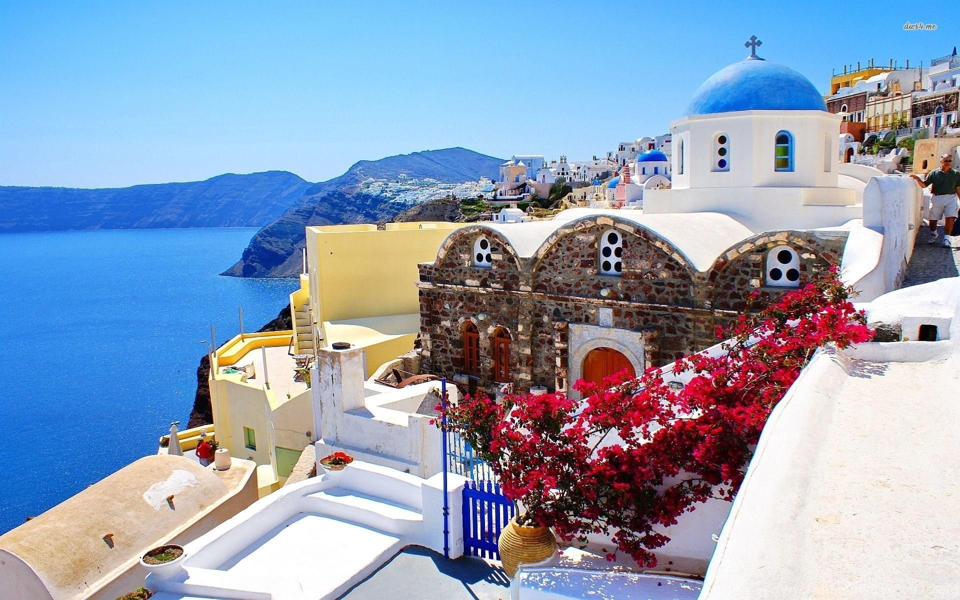 1920x1200 1024x990px Santorini Greece HD Wallpaper Desktop Background