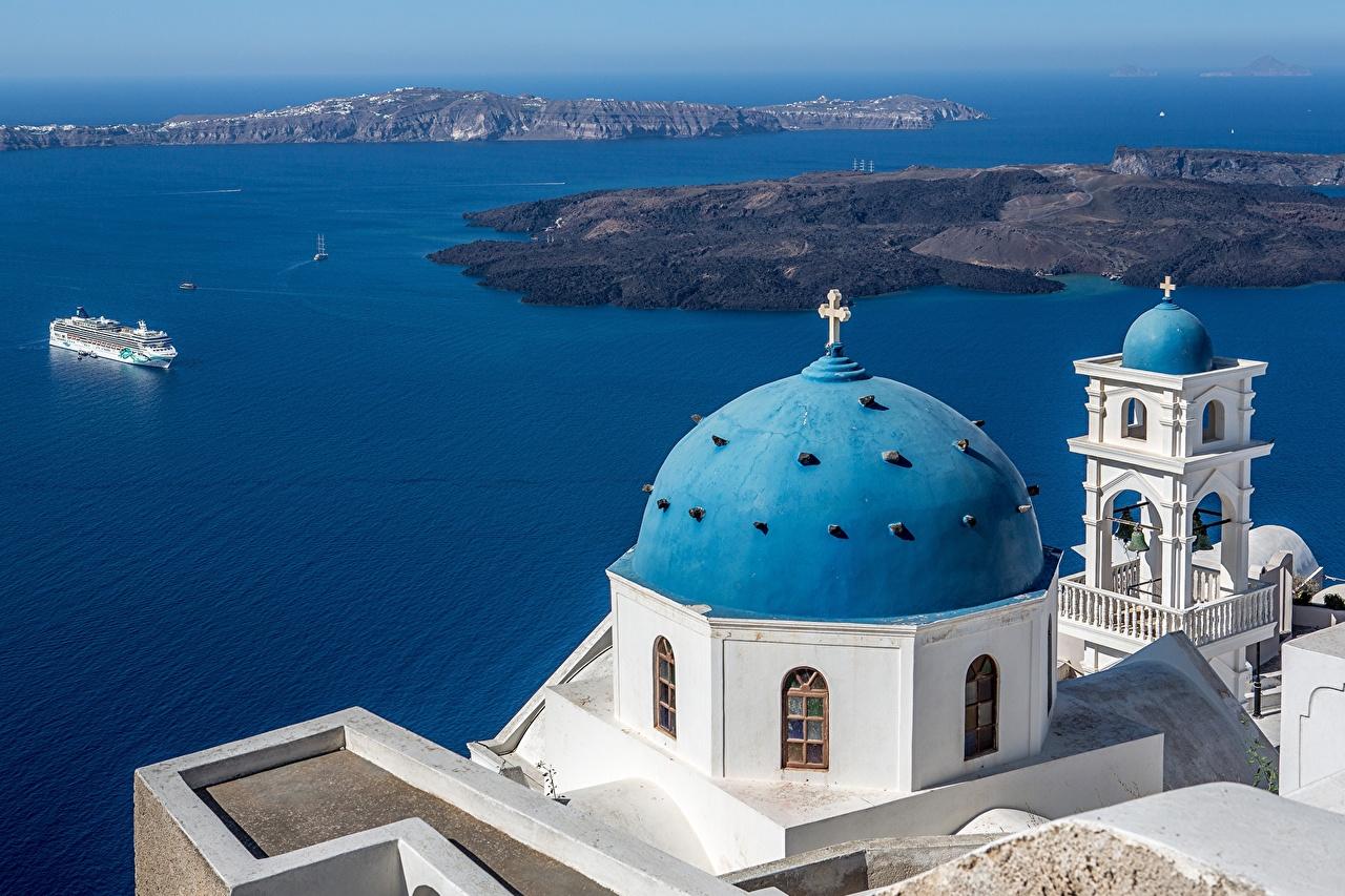 1280x853 Desktop Wallpaper Santorini Greece Imerovigli, Aegean Church of
