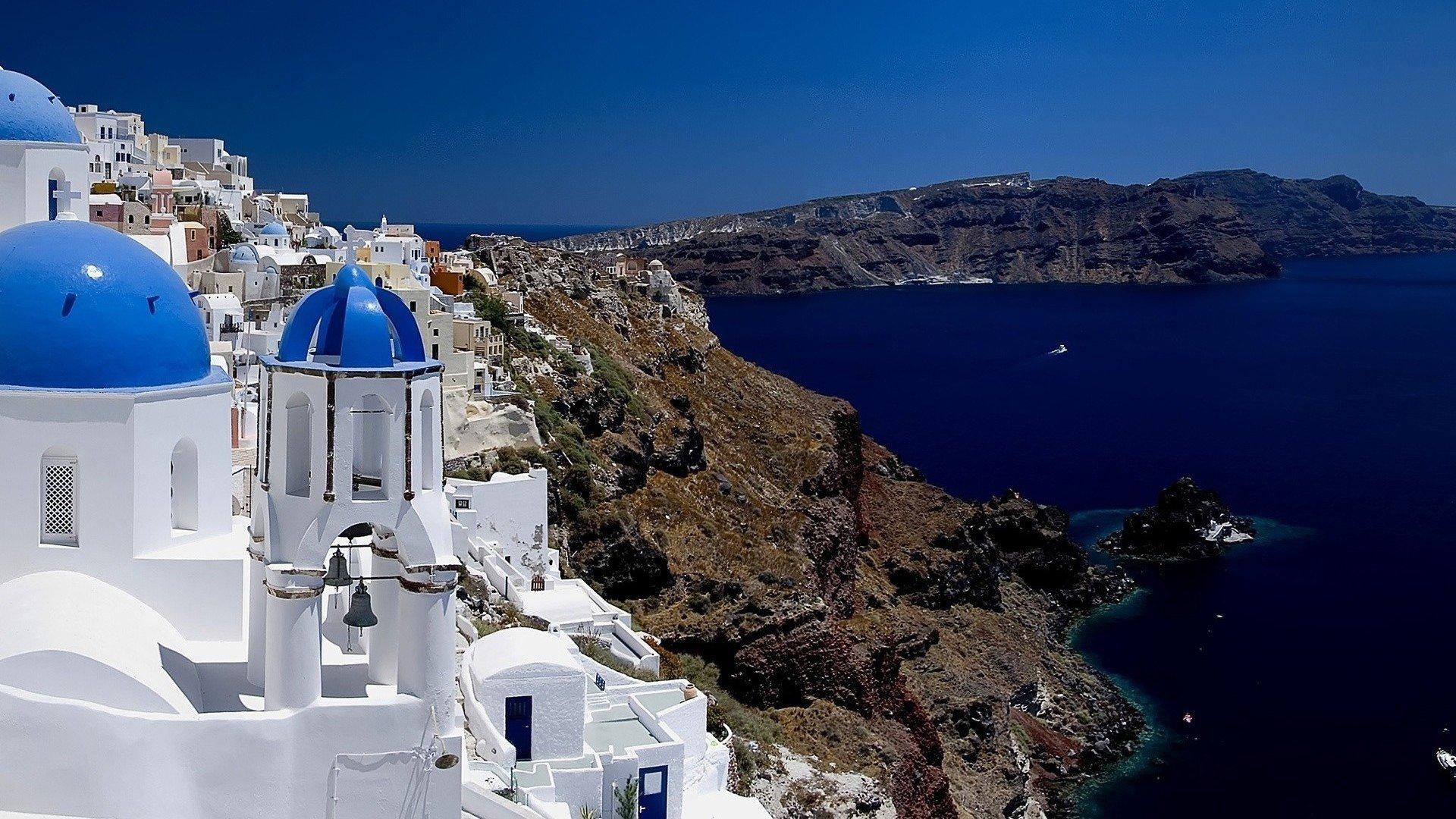 1920x1080 Beautiful View of Santorini Greece HD wallpaper