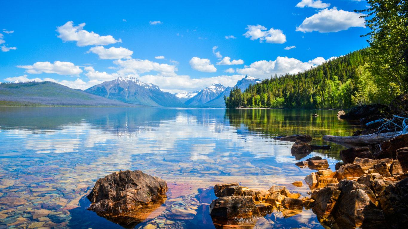 1366x768 Lake At Glacier National Park Montana United States Of America Ultra HD Wallpaper For Desktop Mobile Phones And Lapх2400 :