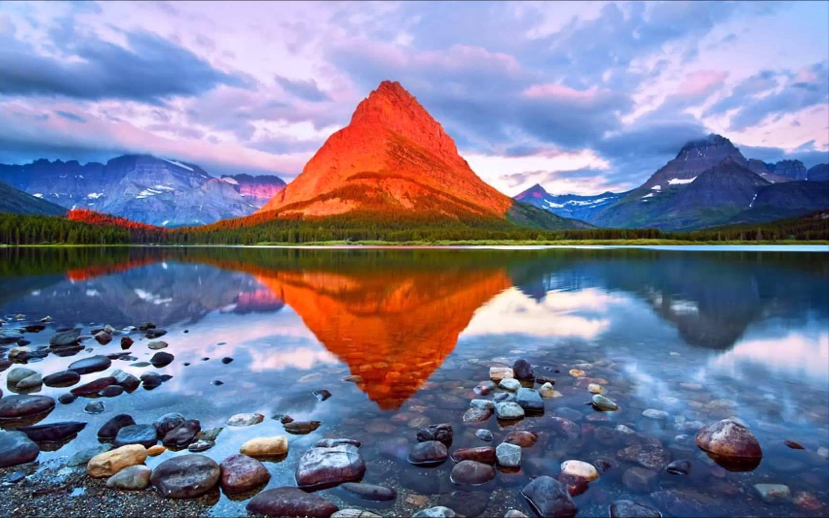 2880x1800 Reflection Mount Grinnell Glacier National Park Montana USA :