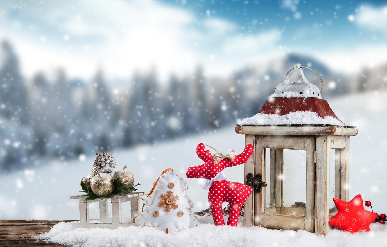 1332x850 Wallpaper winter, snow, decoration, snowflakes, New Year, Christmas, lantern, Christmas, winter, snow, Merry Christmas, Xmas, decoration, lantern image for desktop, section новый год