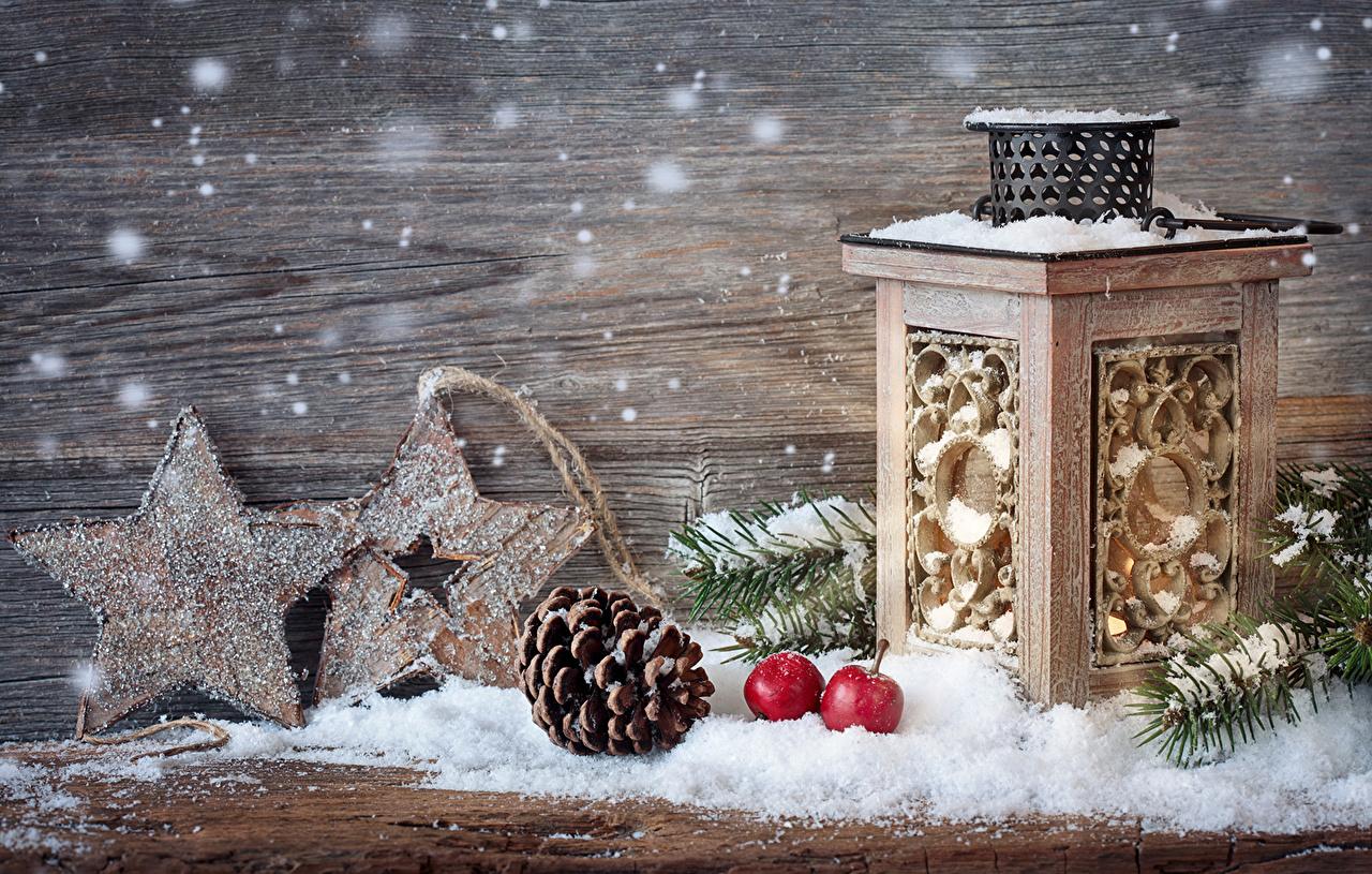 1280x815 Wallpaper Christmas Lantern Snow Candles Pine cone
