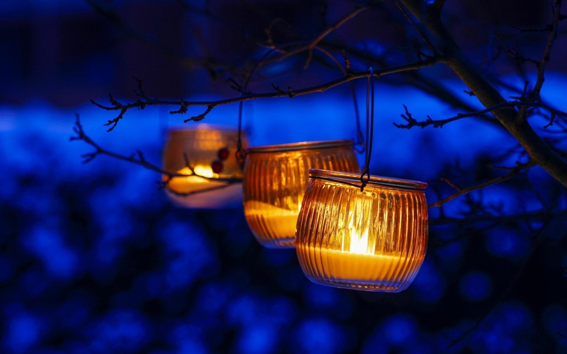 1920x1200 Wallpaper Night, winter, snow, blue, lantern 1920x1200 HD Picture, Image