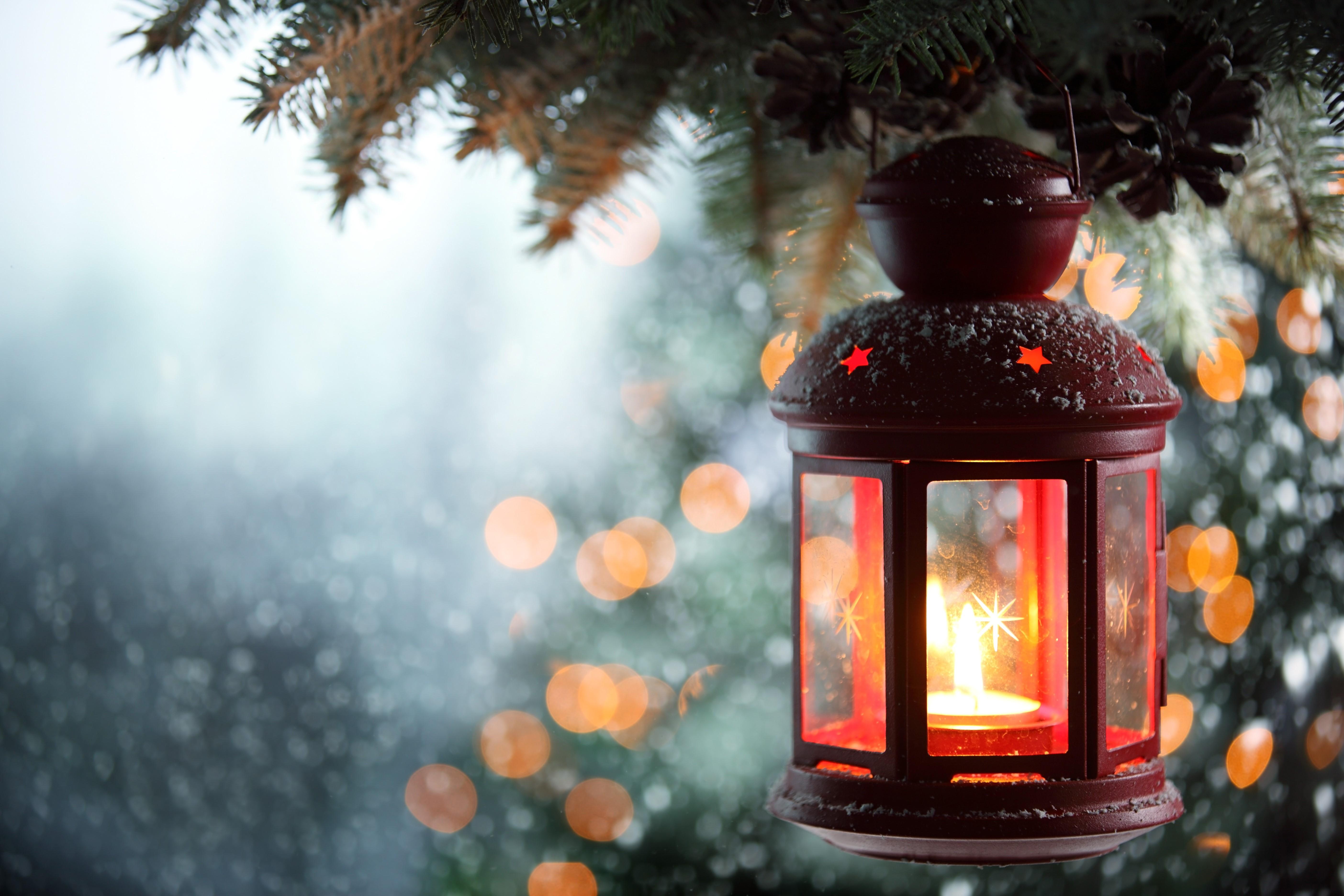 5616x3744 4K, 5K, decoration, Candles, Christmas, Lantern HD Wallpaper