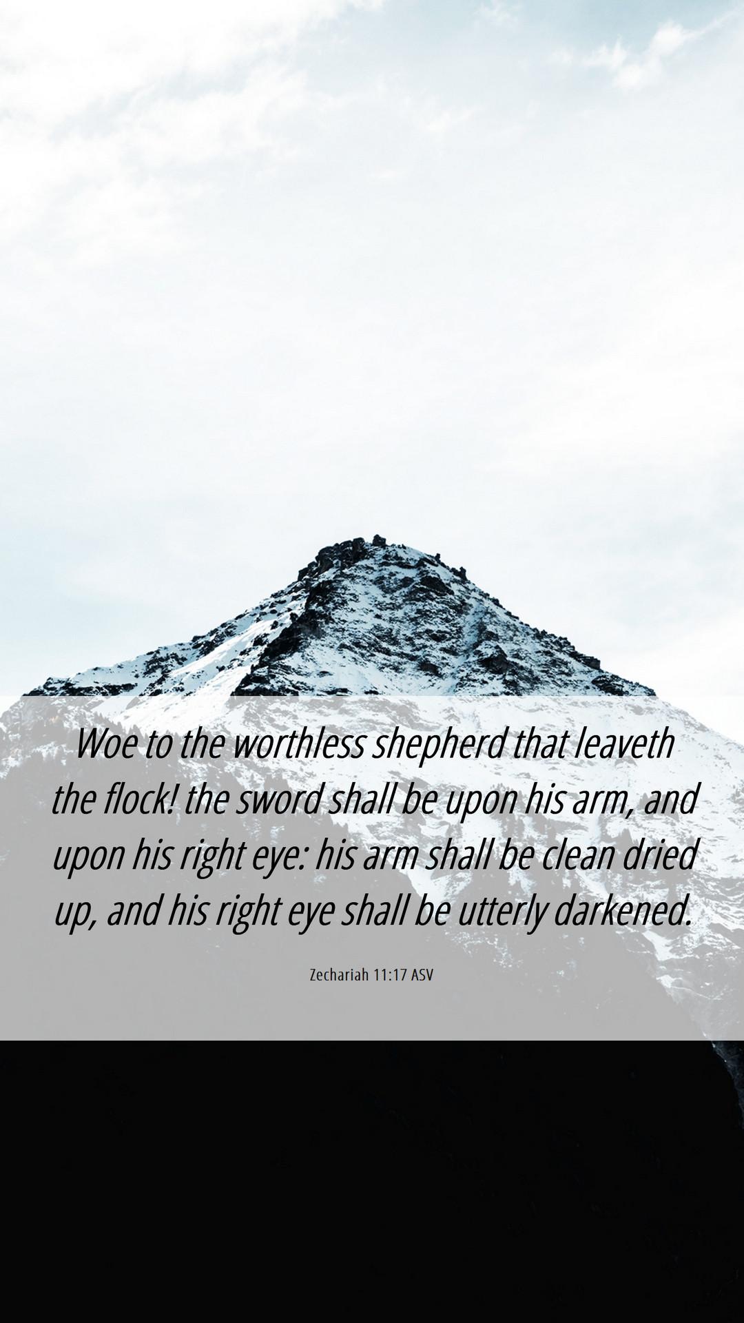 1080x1920 Zechariah 11:17 ASV Mobile Phone Wallpaper to the worthless shepherd that leaveth the