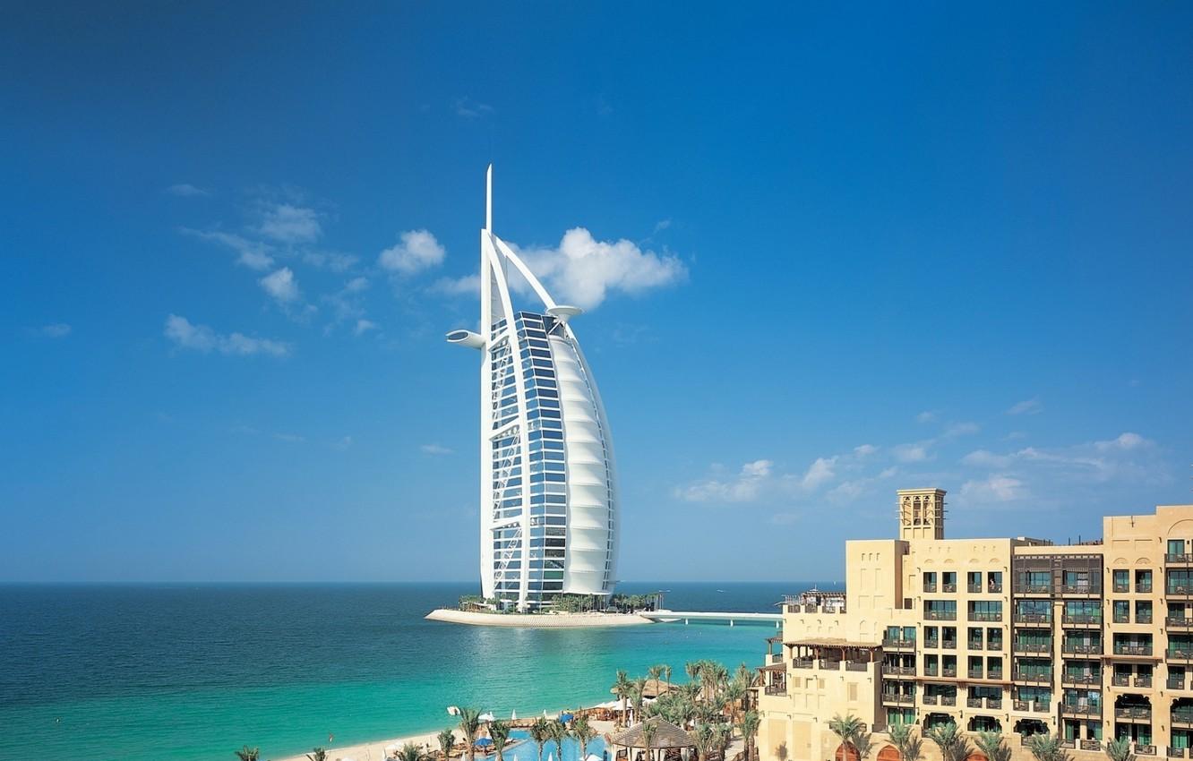 1332x850 Wallpaper sea, beach, the sky, the city, Dubai image for desktop, section город