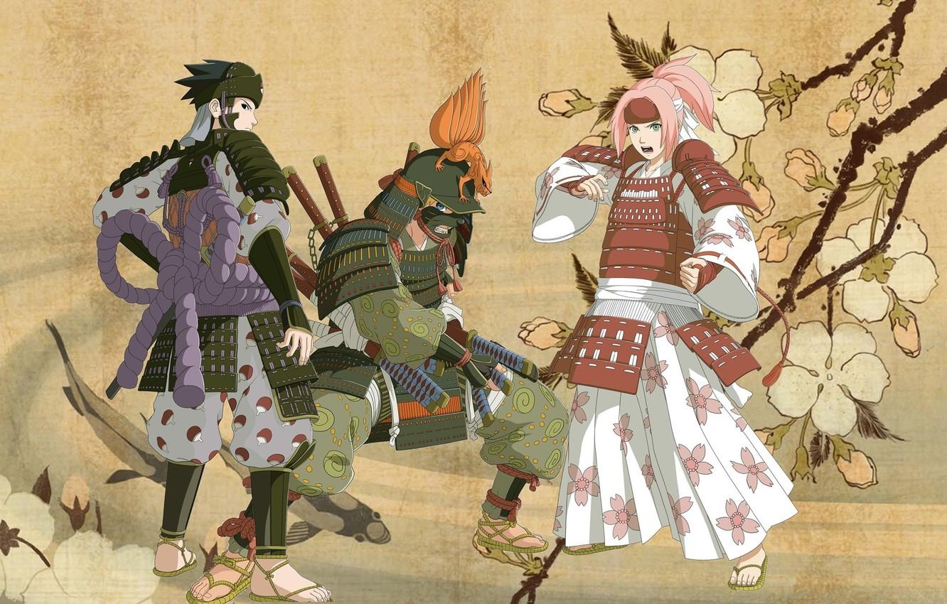 1332x850 Photo Wallpaper Game, Naruto, Anime, Samurai, Sharingan, Blossom Japanese Art