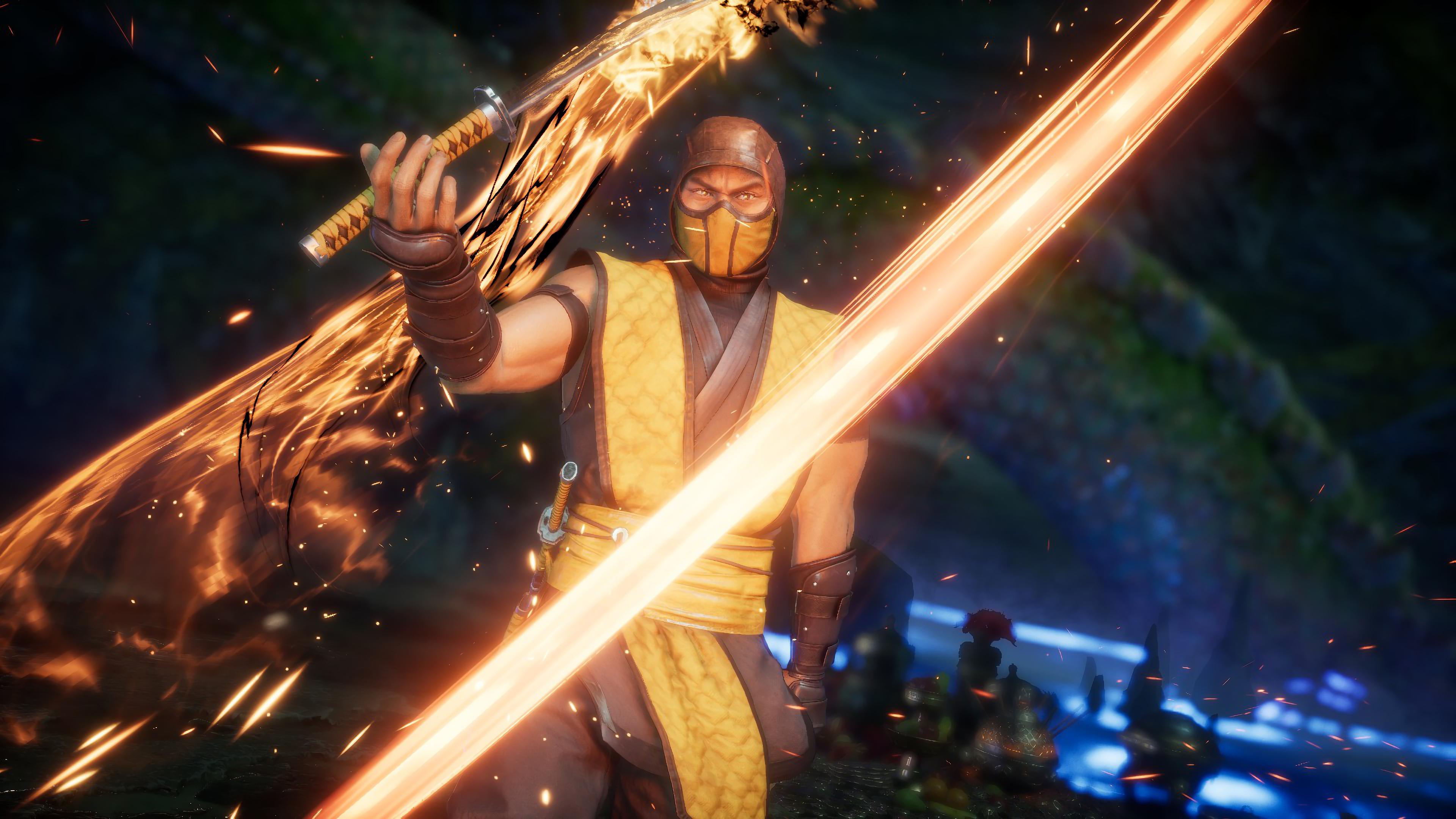 3840x2160 Scorpion, Katana, Mortal Kombat 4K wallpaper HD Wallpaper
