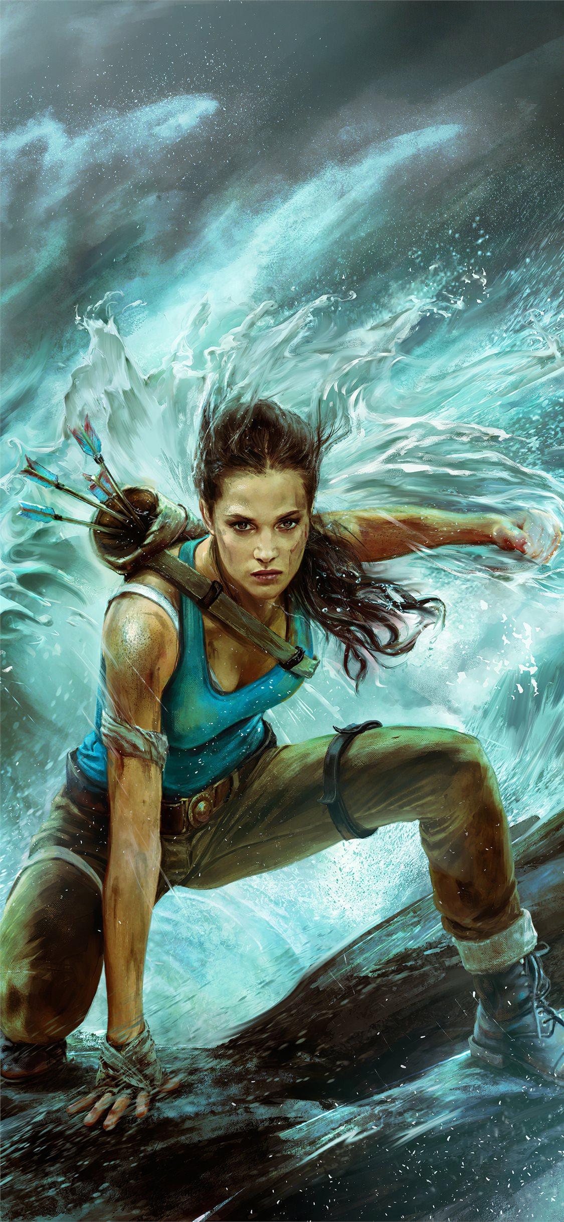 1125x2436 4k tomb raider art iPhone X Wallpaper Free Download