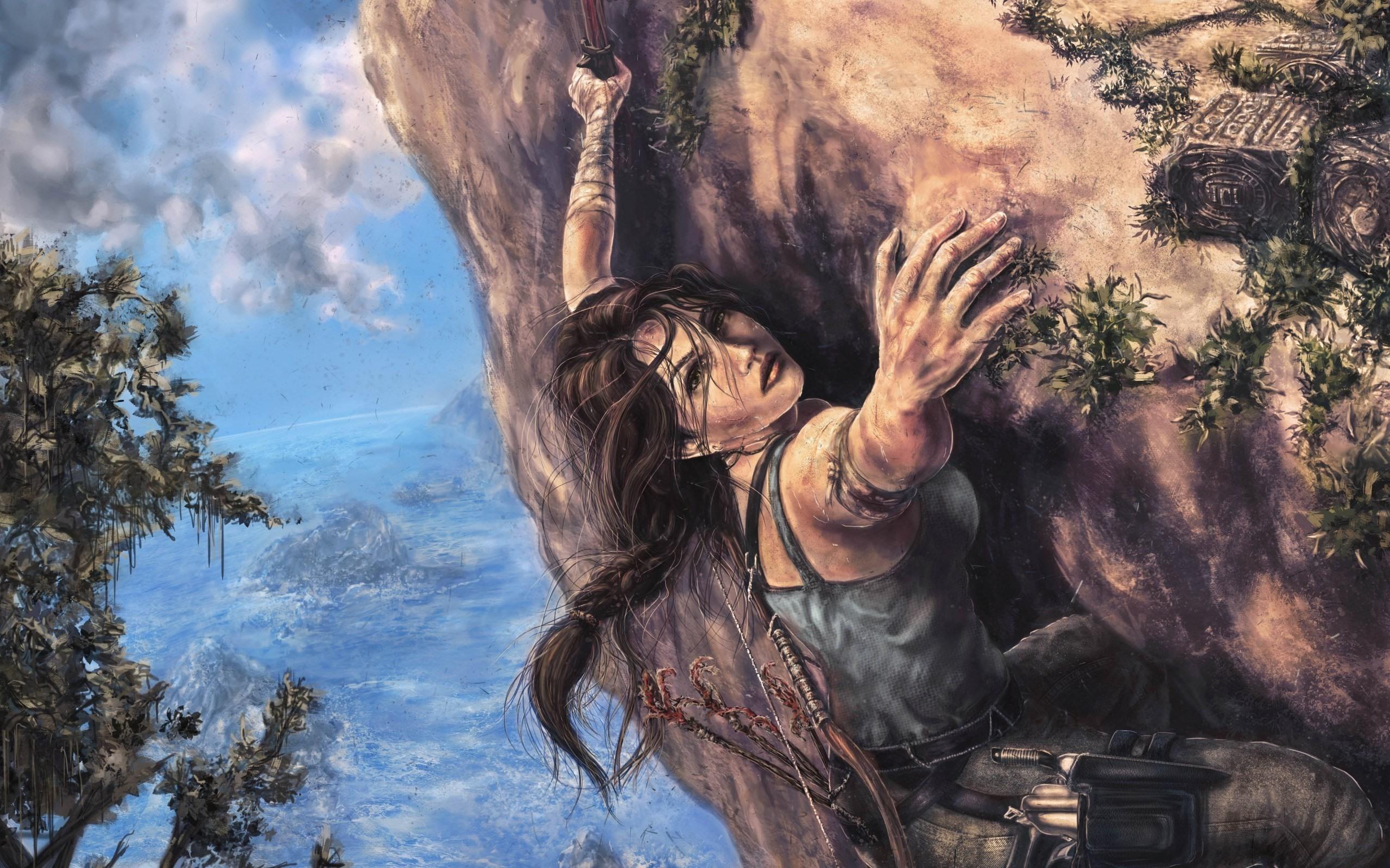 2560x1600 Wallpaper Tomb Raider, Lara Croft, climb, art painting 2560x1600 HD Picture, Image