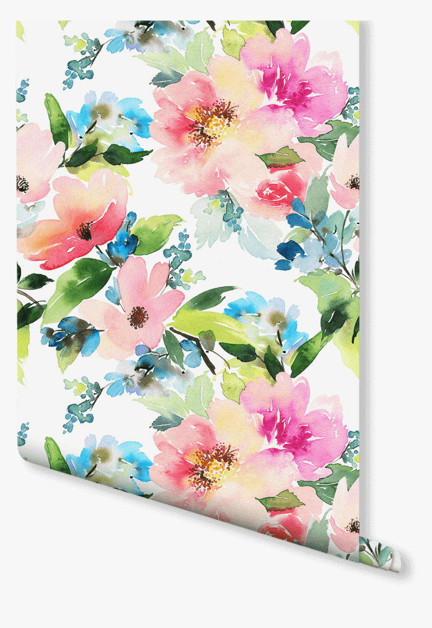 860x1249 Summer Floral Wallpaper Pink Watercolor Floral Wallpaper, Wallpaper Watercolor Floral, HD Png Download