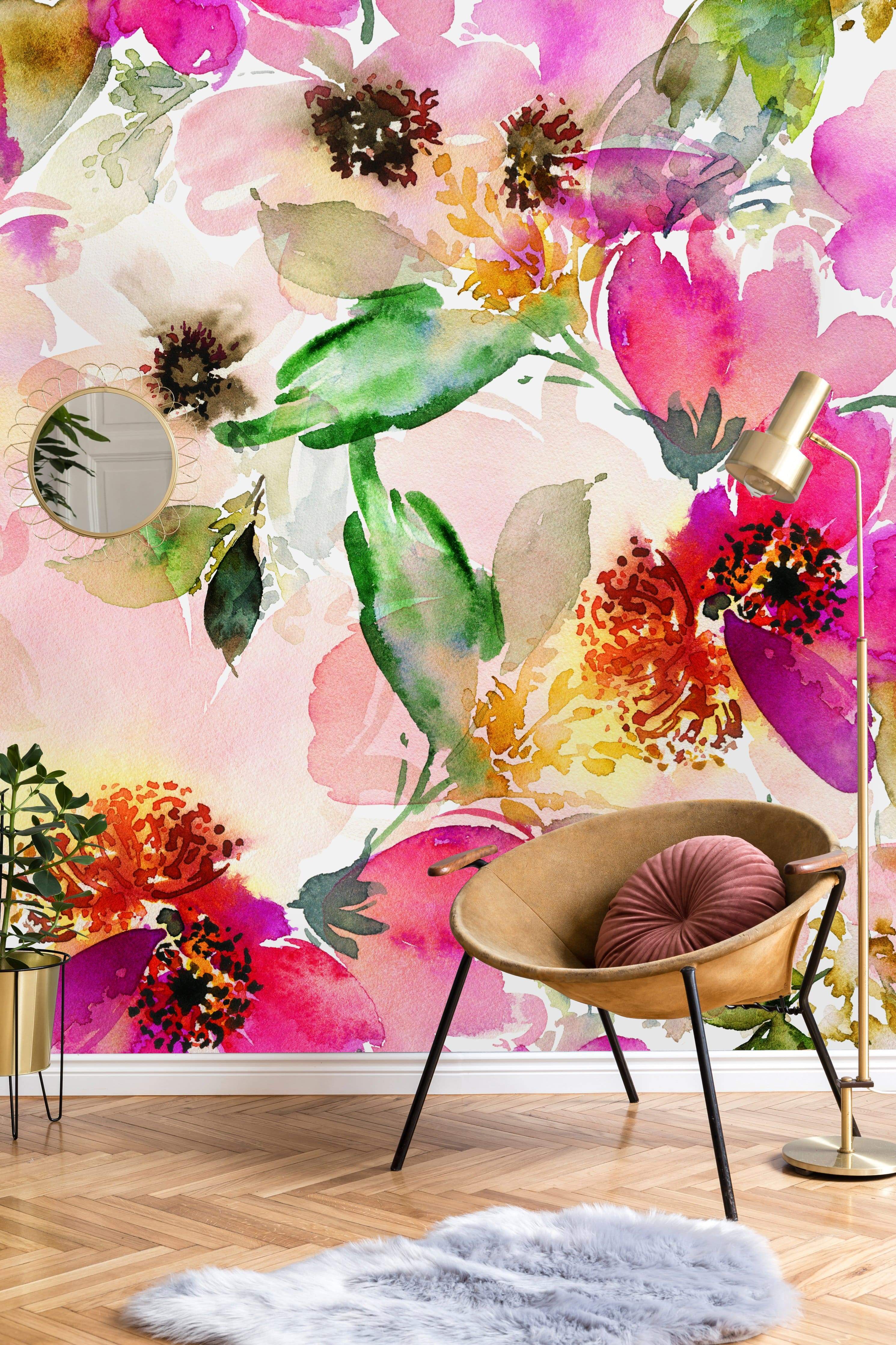 2981x4472 Summer Pattern with Watercolor Flowers Wallpaper Mural buy at the best price with delivery