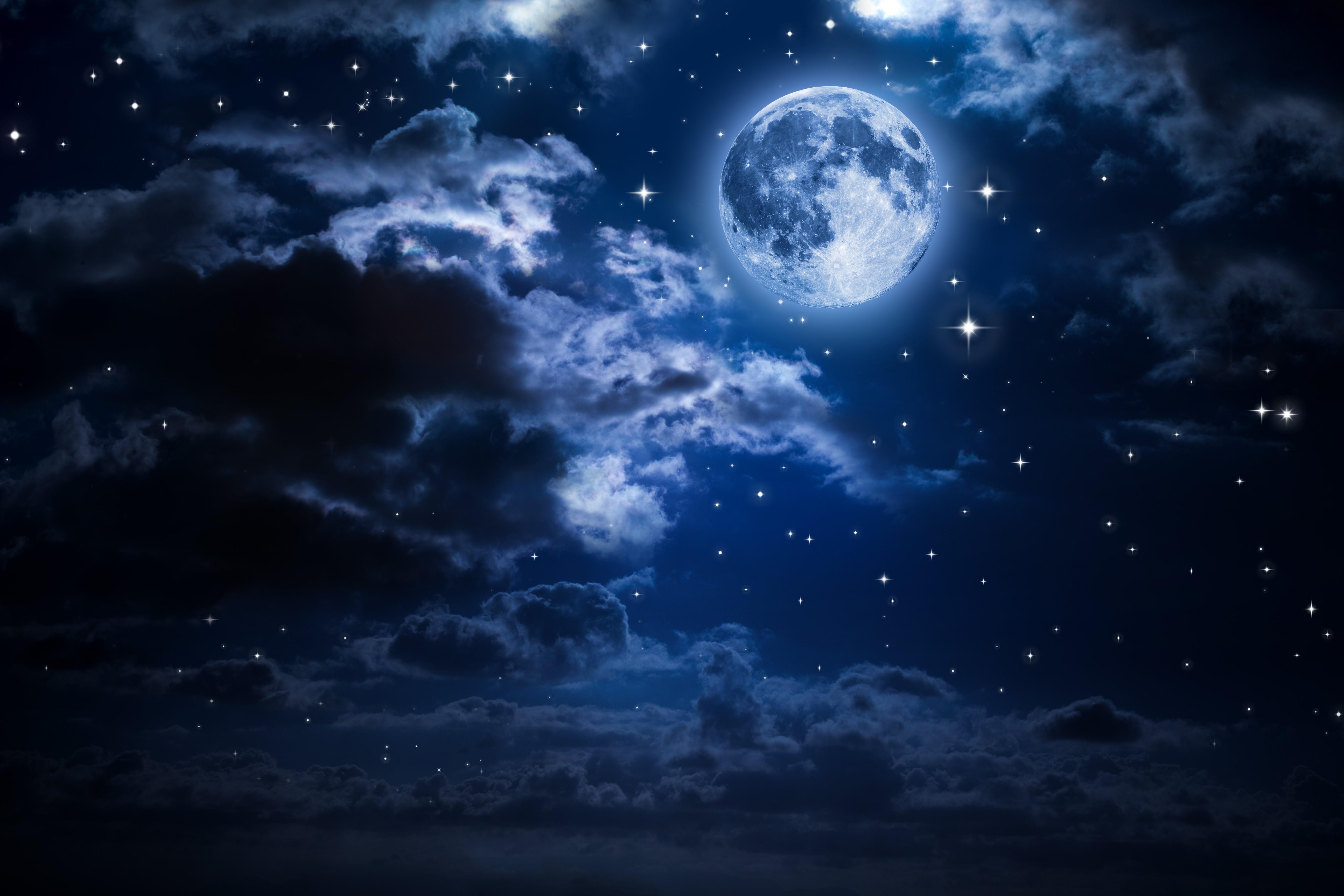 5184x3456 Moon, Night, Clouds, Sky Wallpaper HD / Desktop and Mobile Background
