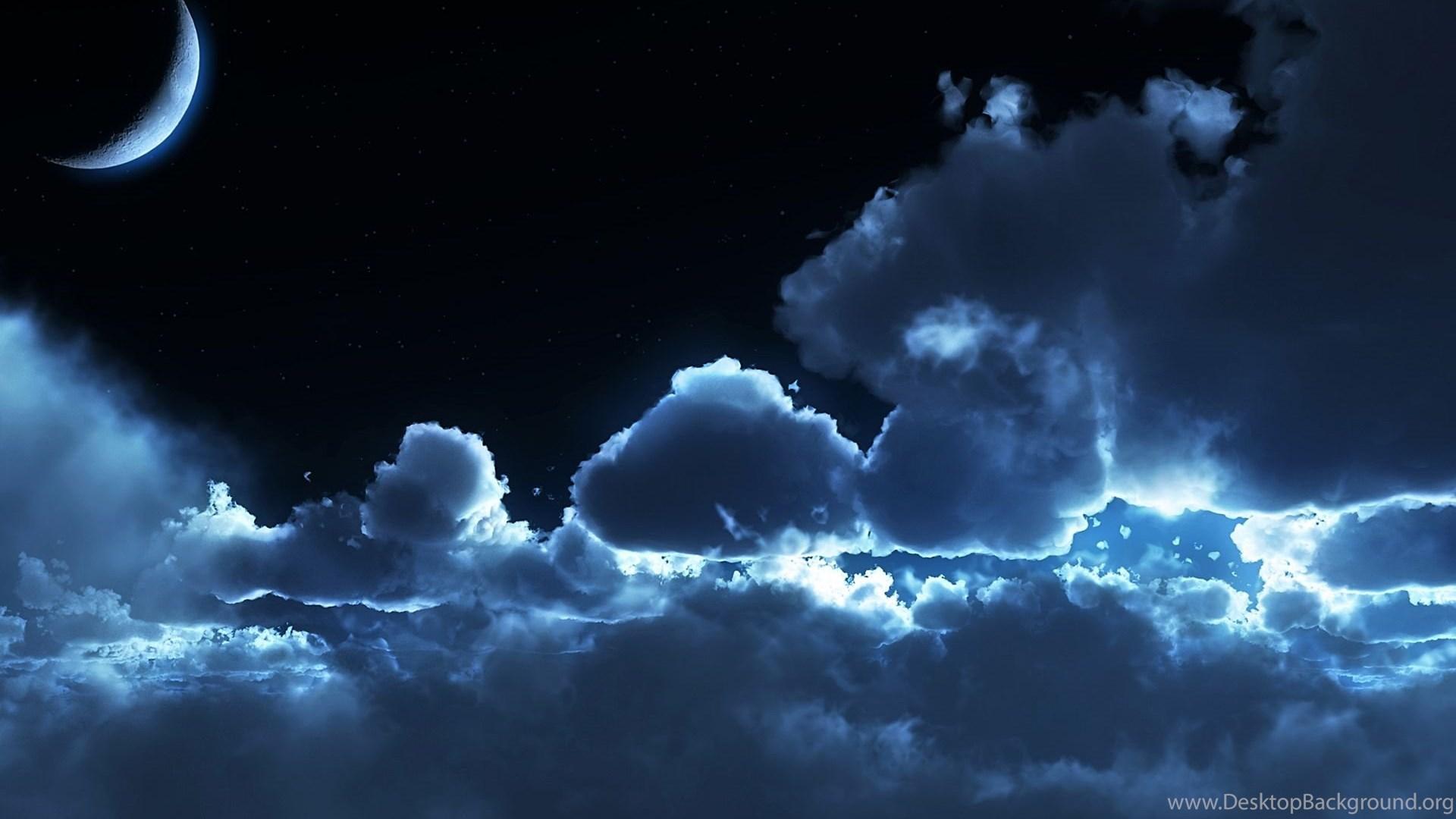 1920x1080 Clouds Moon Night Sky Starry HD Wallpaper Desktop Background
