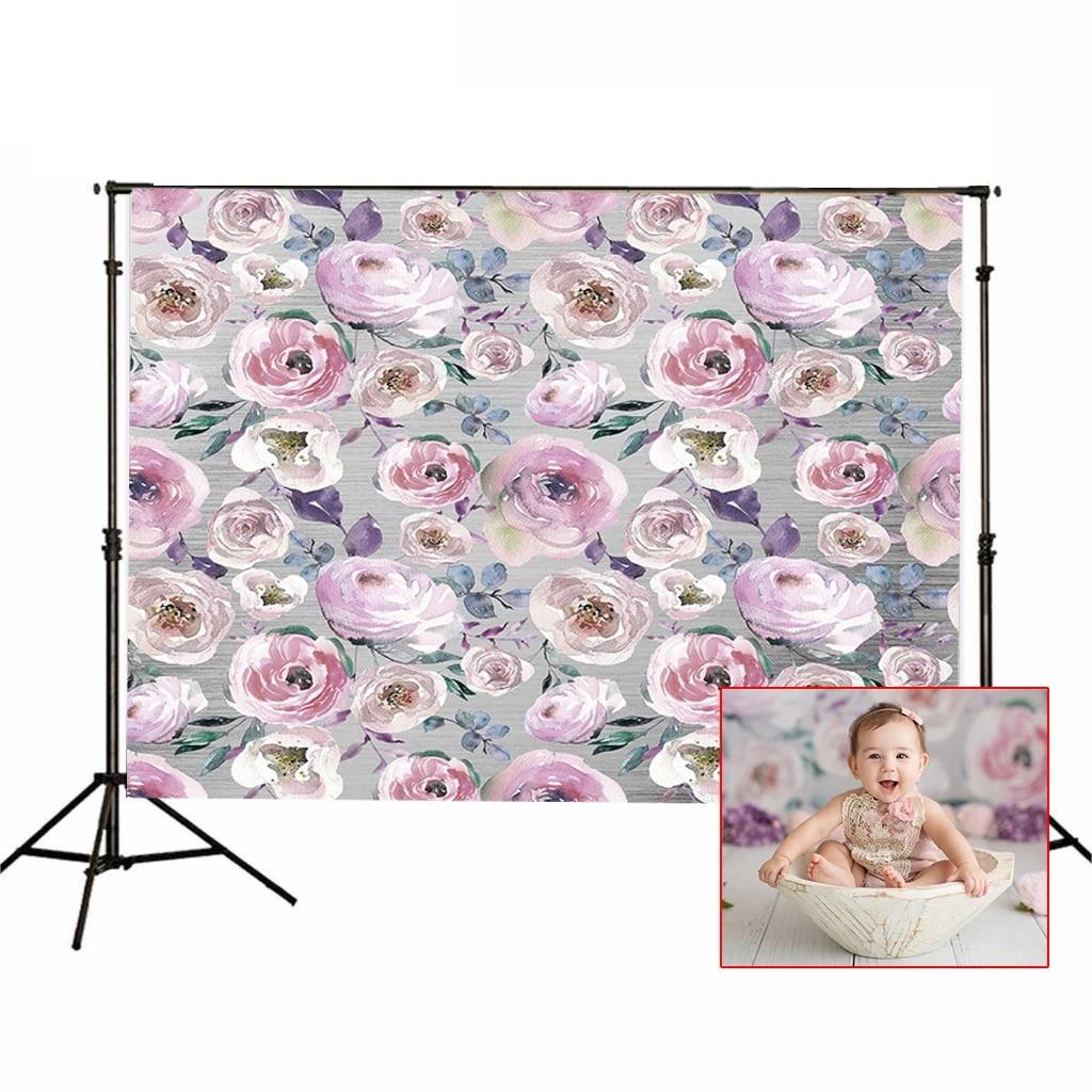 1024x1024 Rose Flowers Background Watercolor Floral Party Backdrop Photography Banner Baby Portrait Poster Purple Flowers Booth Wallpaper. Background