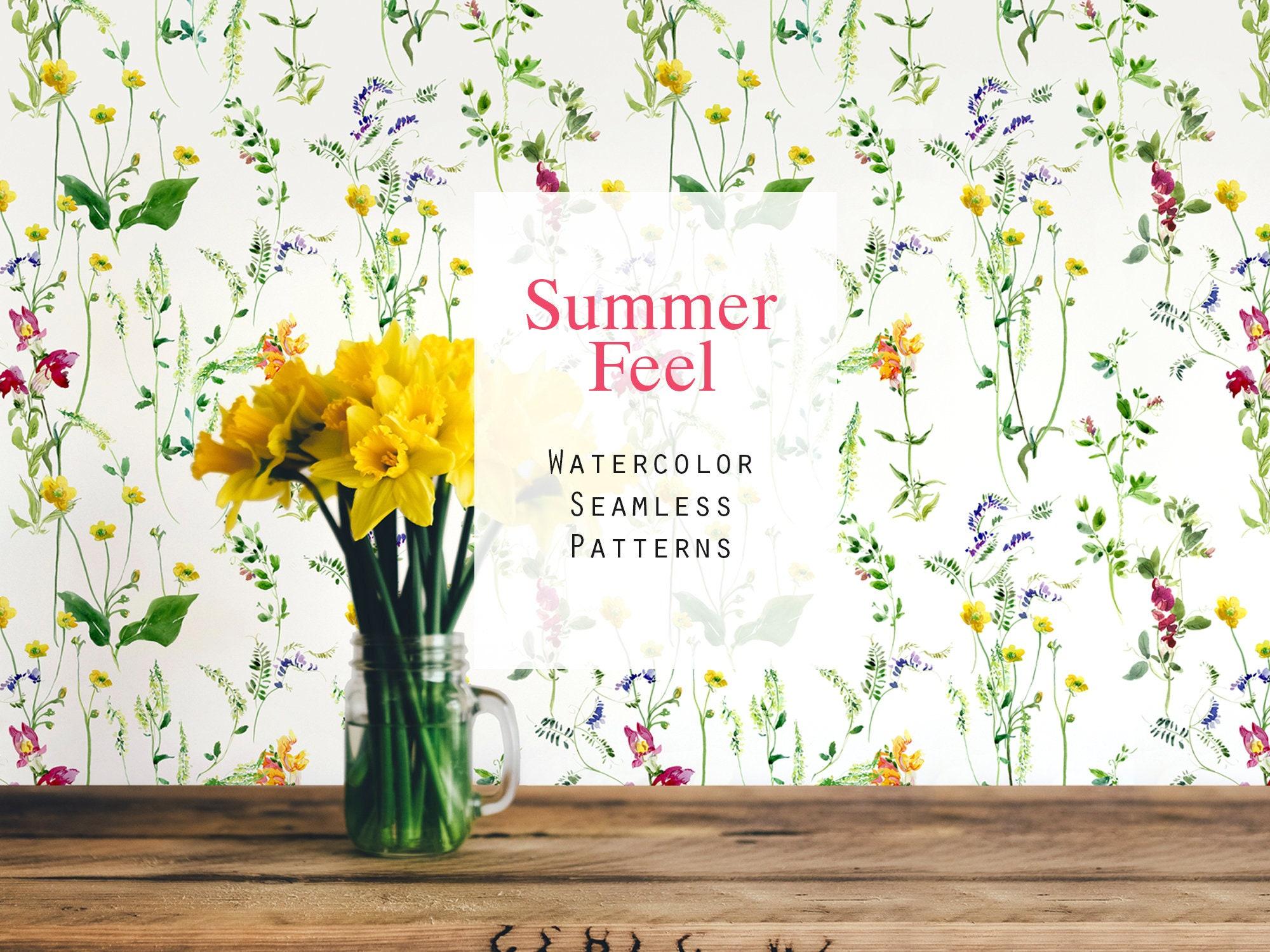 2000x1501 Summer Floral Watercolor Seamless Patterns Wild Field Flowers