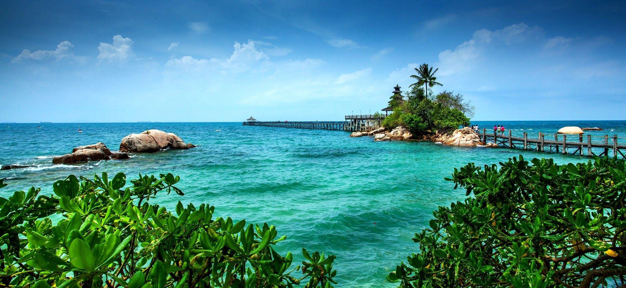 2048x942 Oceans: Summer Batam Island Indonesia Beautiful Marine Walkway Sea