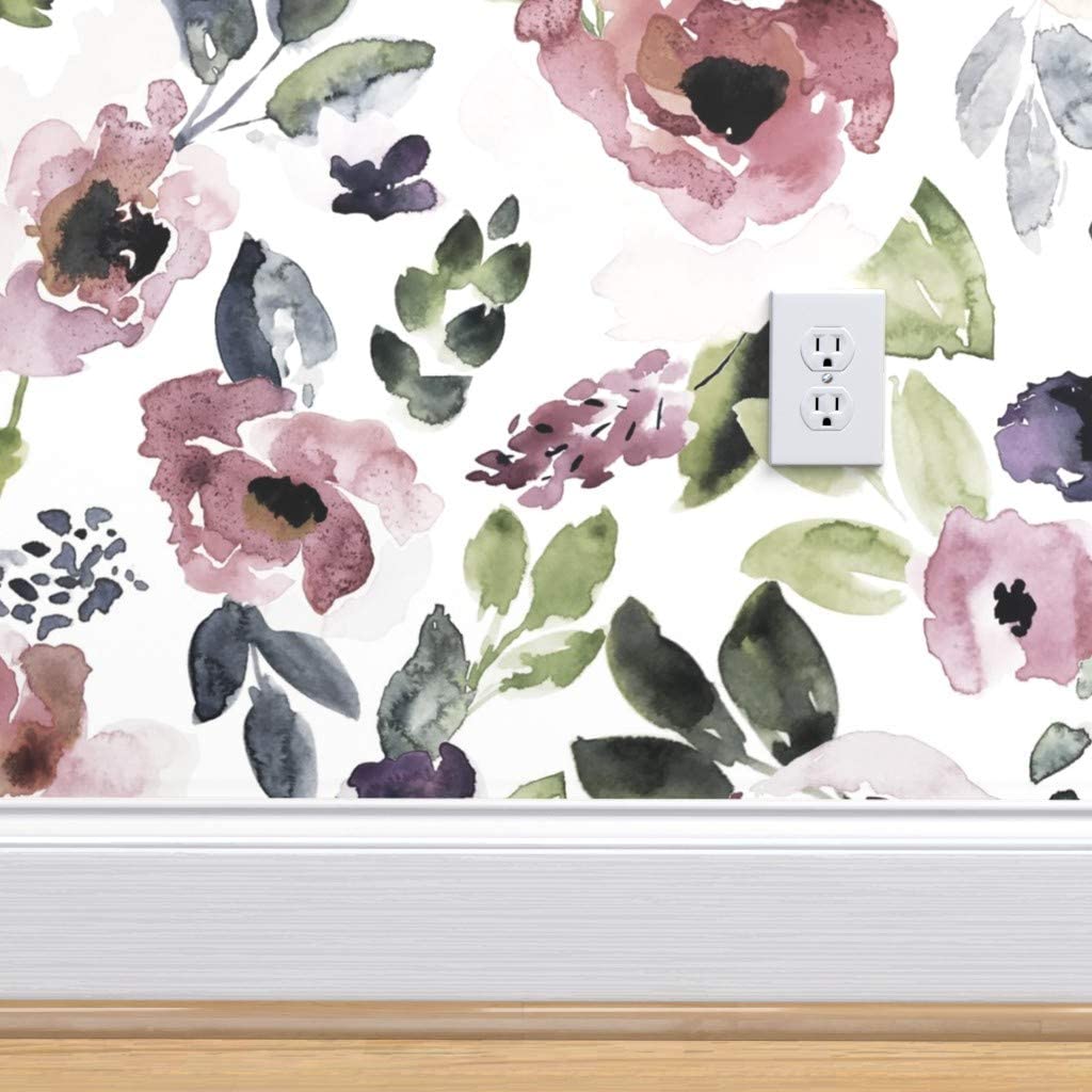 1024x1024 Buy Spoonflower Peel And Stick Removable Wallpaper, Watercolor Floral Purple Green Flowers Summer Bright Print, Self Adhesive Wallpaper 24in X 108in Roll Online In Indonesia. B07SZ2XWCS