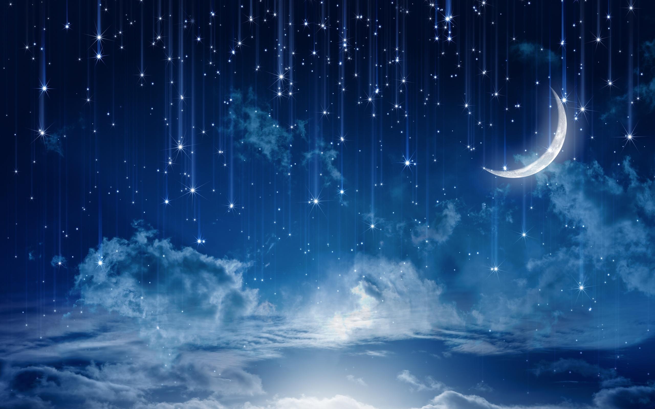 2560x1600 sky, Moonlight, Nature, Night, Stars, Clouds, Rain, Landscape, Moon Wallpaper HD / Desktop and Mobile Background