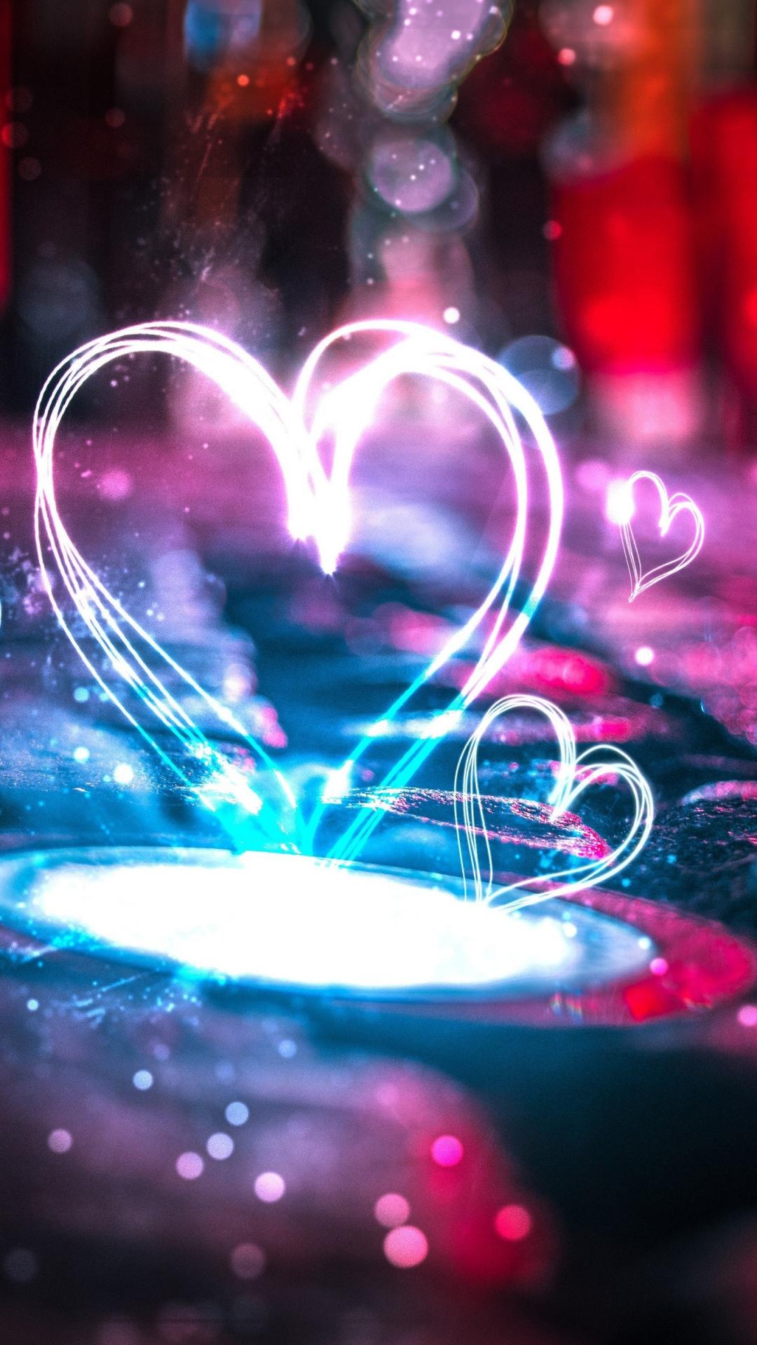 1080x1920 Desktop Wallpaper Neon, Love, Hearts, Lights, 4k, HD Image, Picture, Background, E29380