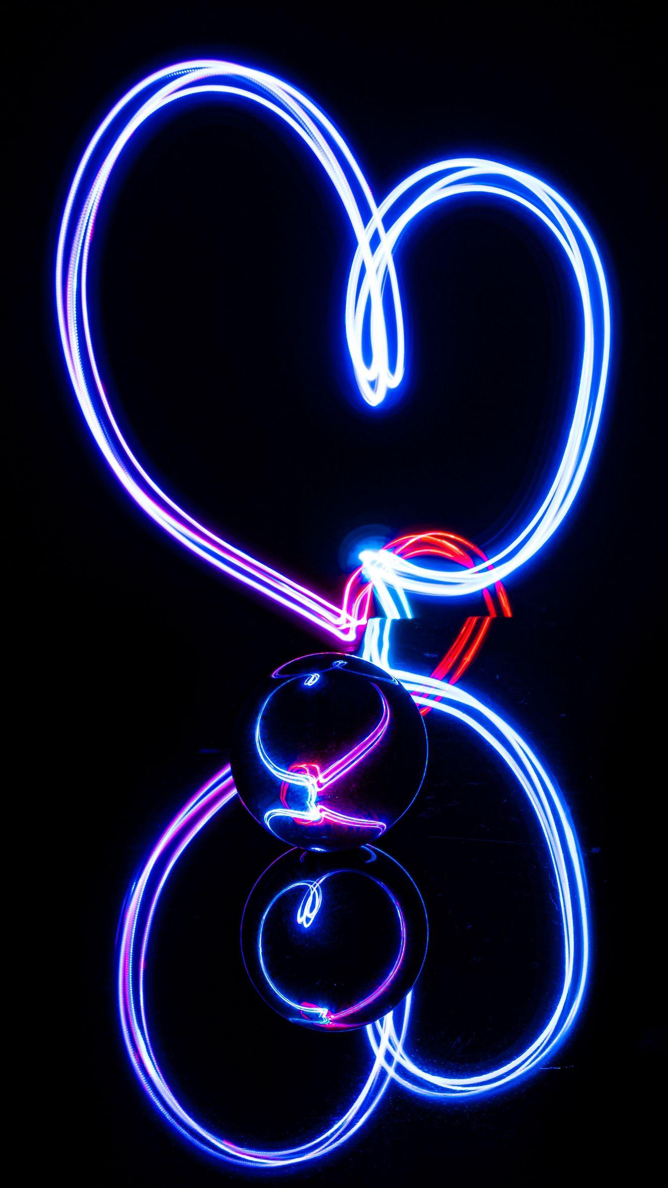 1350x2400 Download wallpaper 1350x2400 ball, reflection, neon, heart iphone 8+/7+/6s+/for parallax HD background