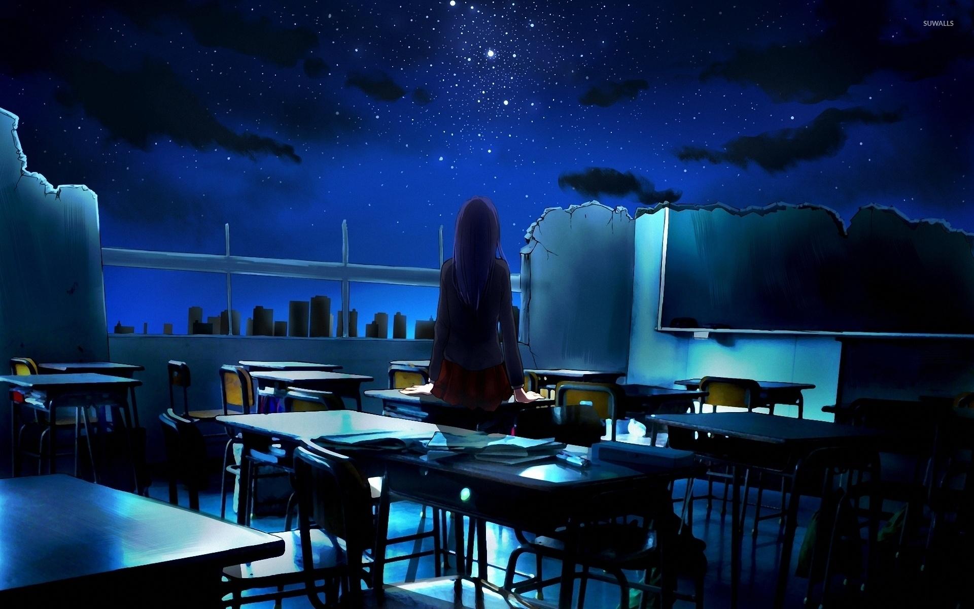 1920x1200 Schoolgirl in a ruin school wallpaper Art wallpaper