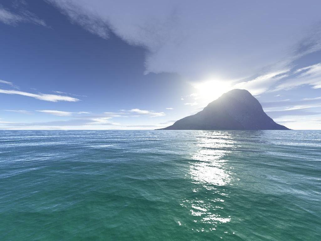 1024x768 Other: Guadeloupe Blue Rock Sky Island Green Picture For Desktop