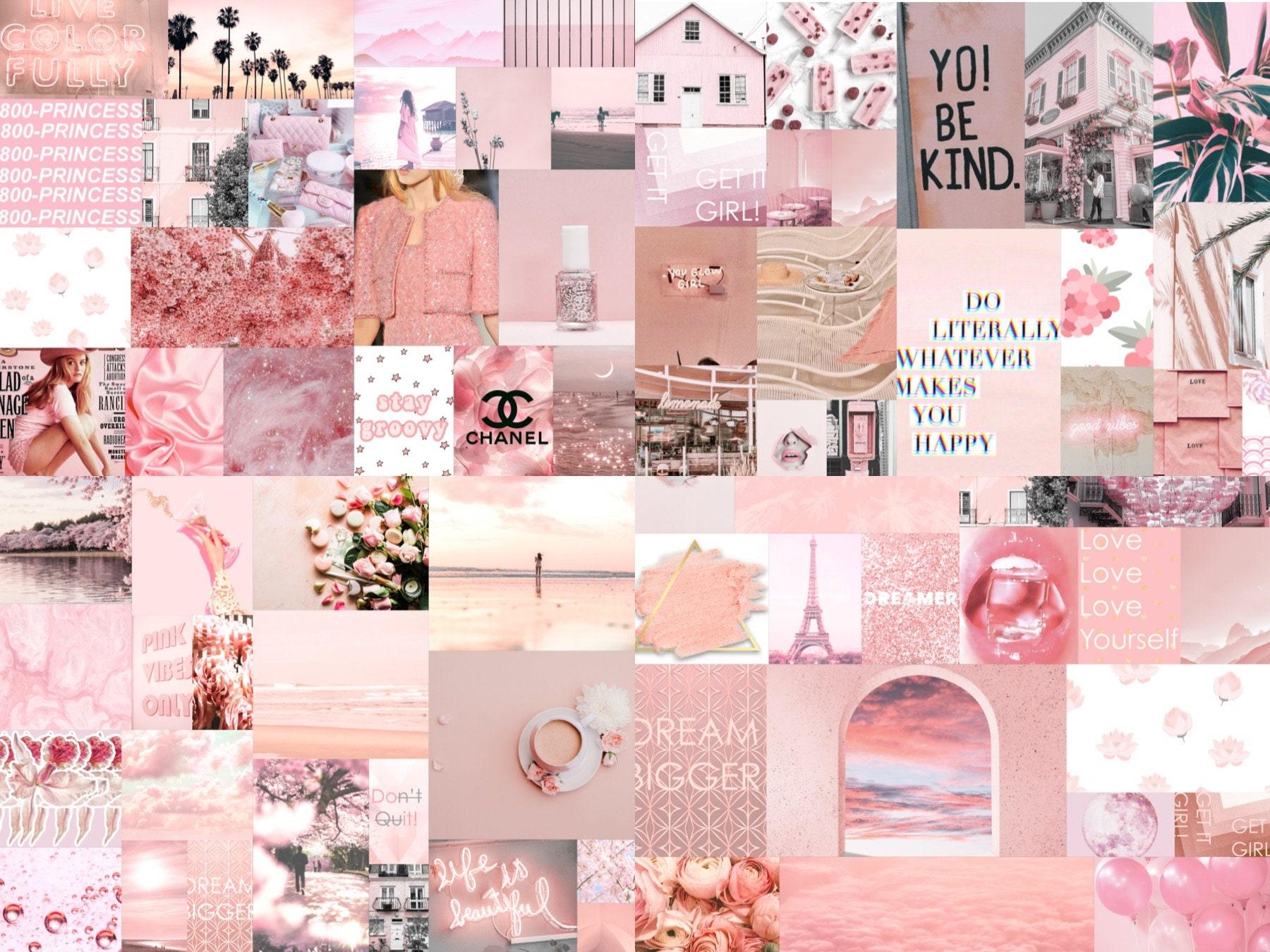 1800x1350 Wall Collage Kit 90 Pics Light Pastel Pink Vibes Aesthetic
